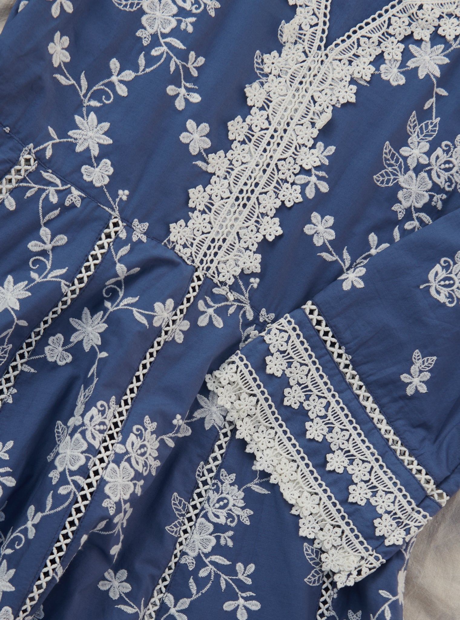 Mulmul Cotton Palolem Anarkali Navy Kurta With Mulmul Cotton Palolem Navy Pant