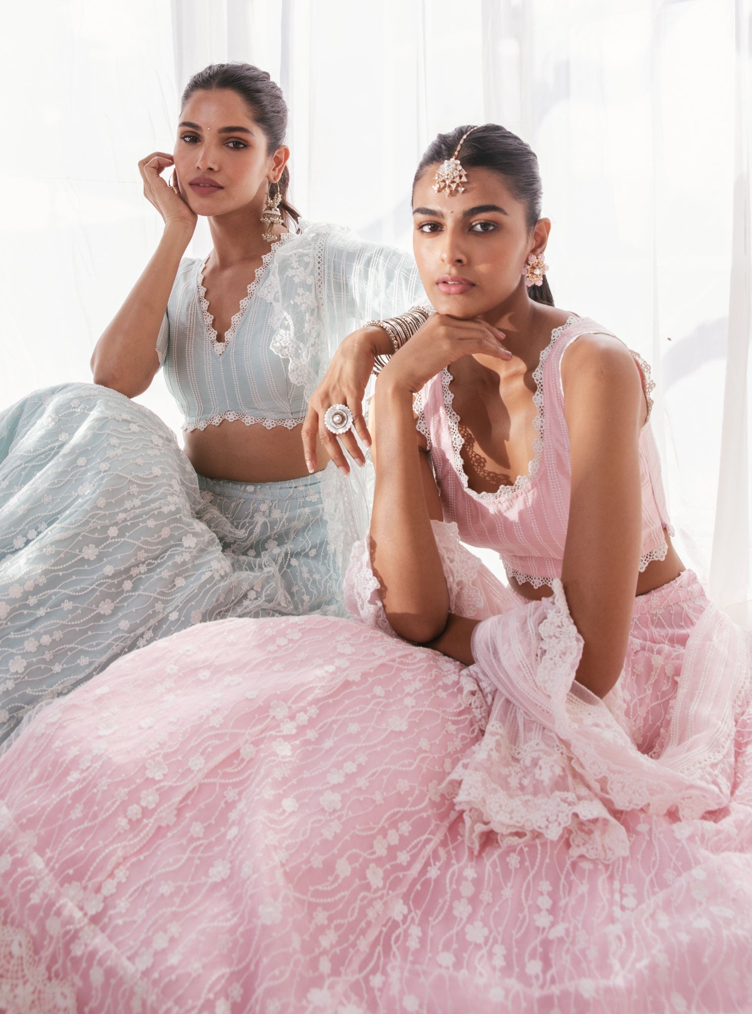 Mulmul Kasauli Pink Net Lehenga