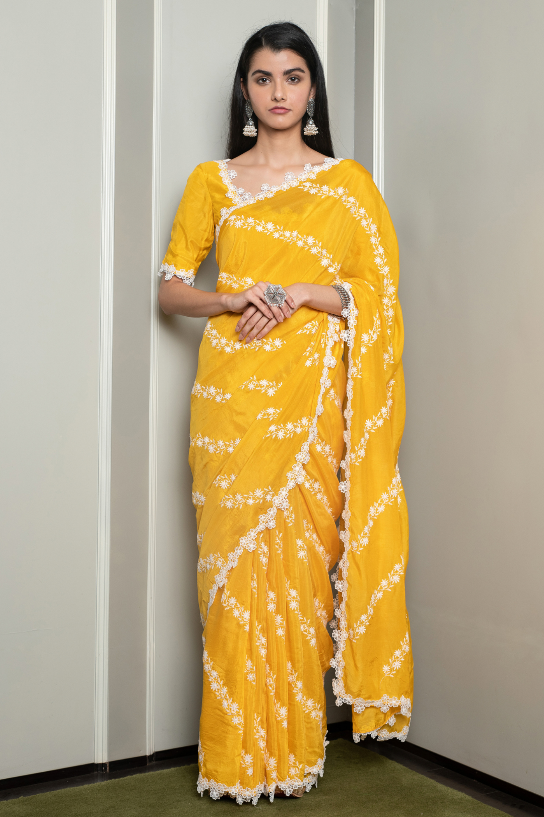 Mulmul Japanese Silk Keya Yellow Saree