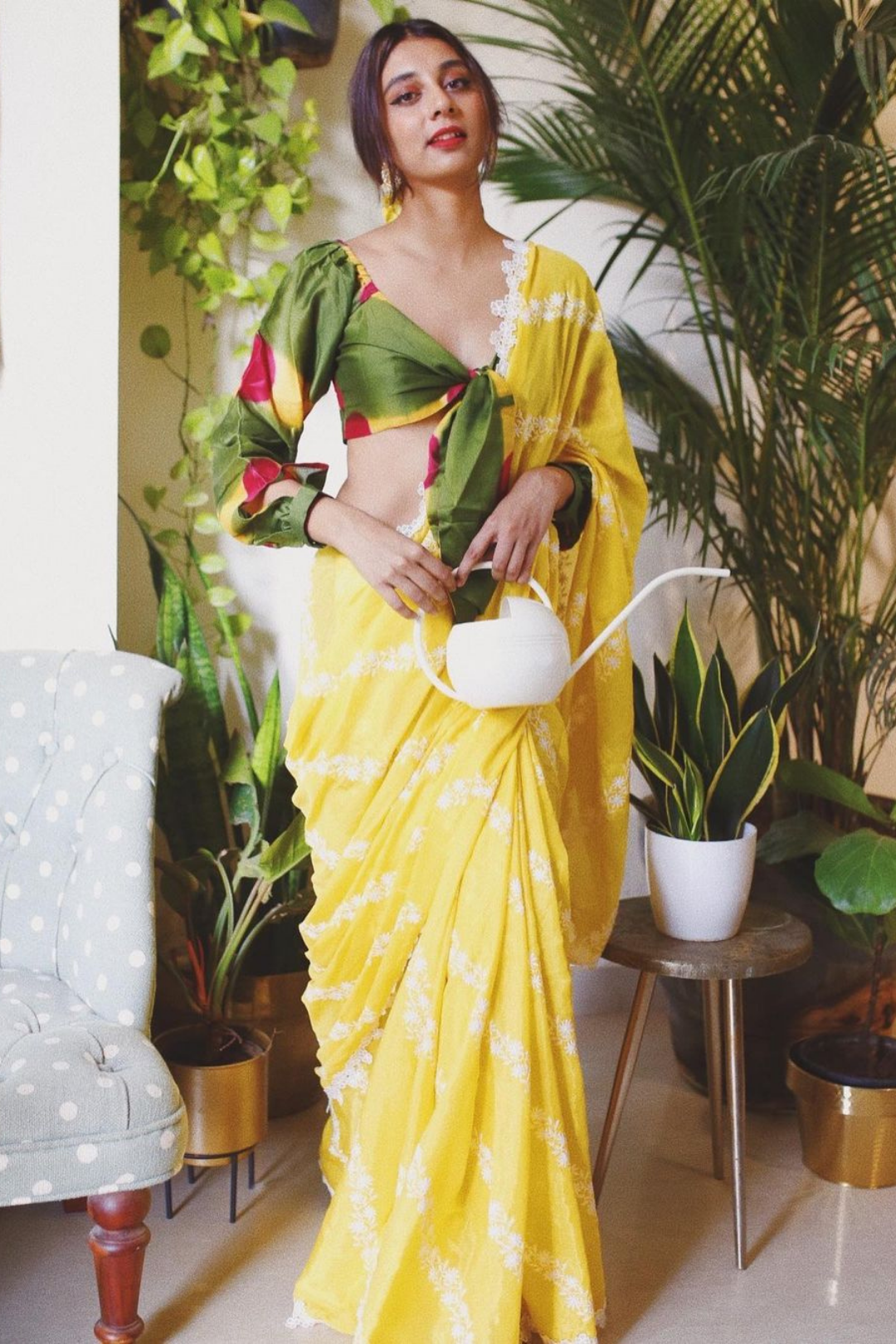 Mulmul Japanese Silk Keya Yellow Saree