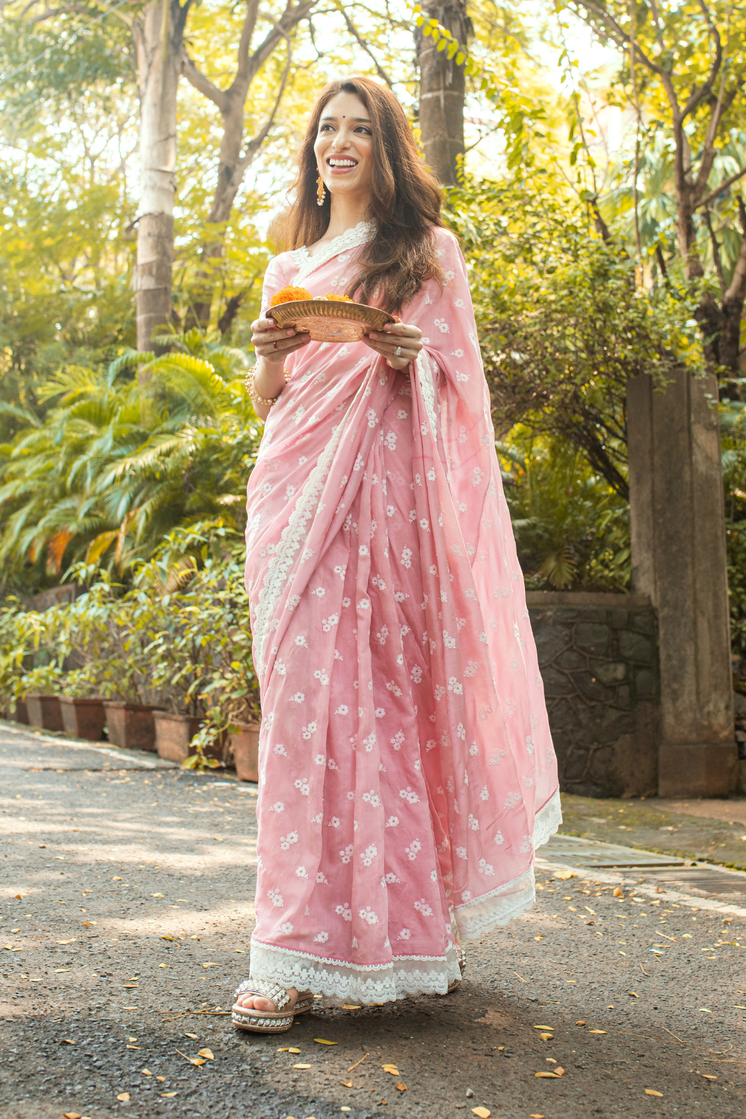 Mulmul Luana Silk Pink Saree