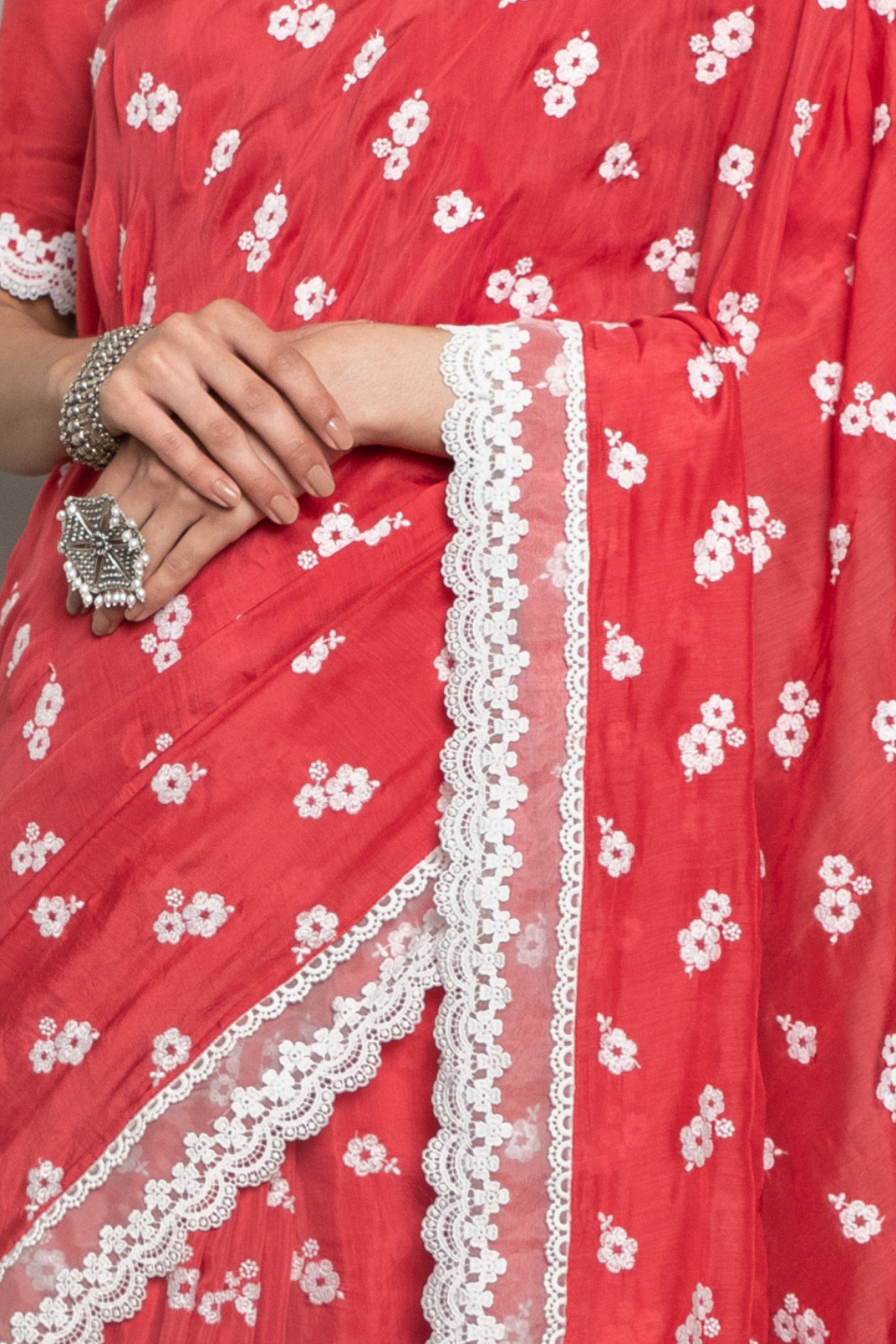 Mulmul Luana Silk Red Saree