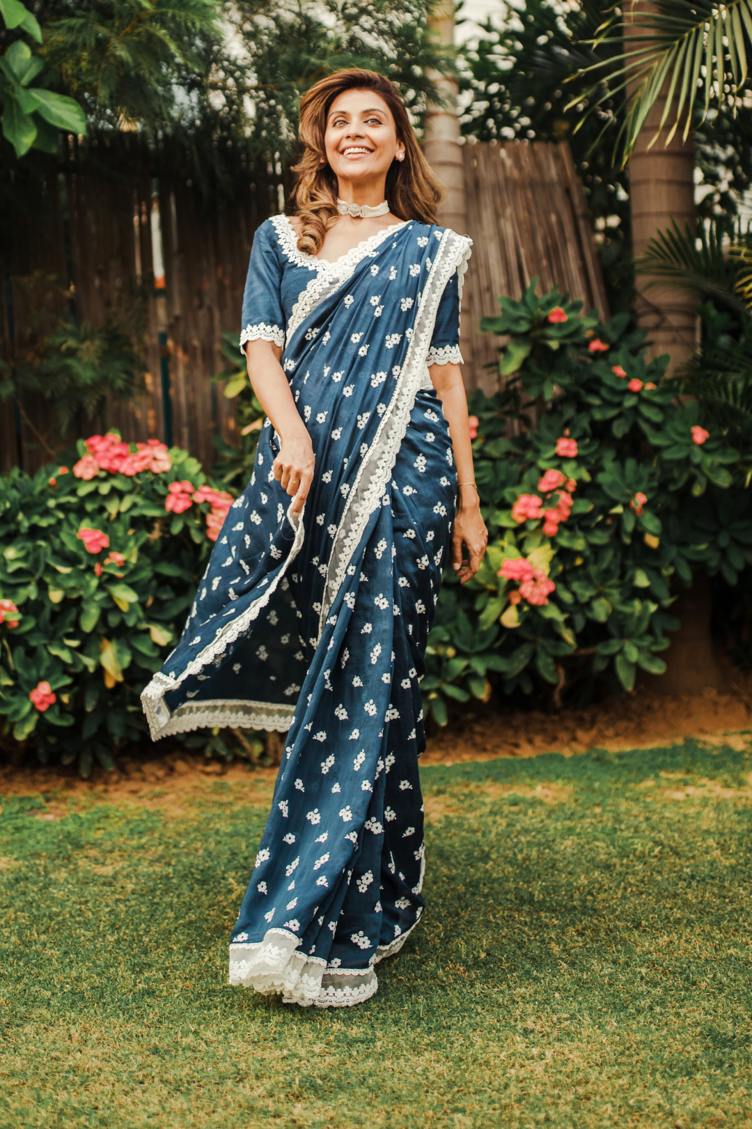 Mulmul Luana Silk Blue Saree