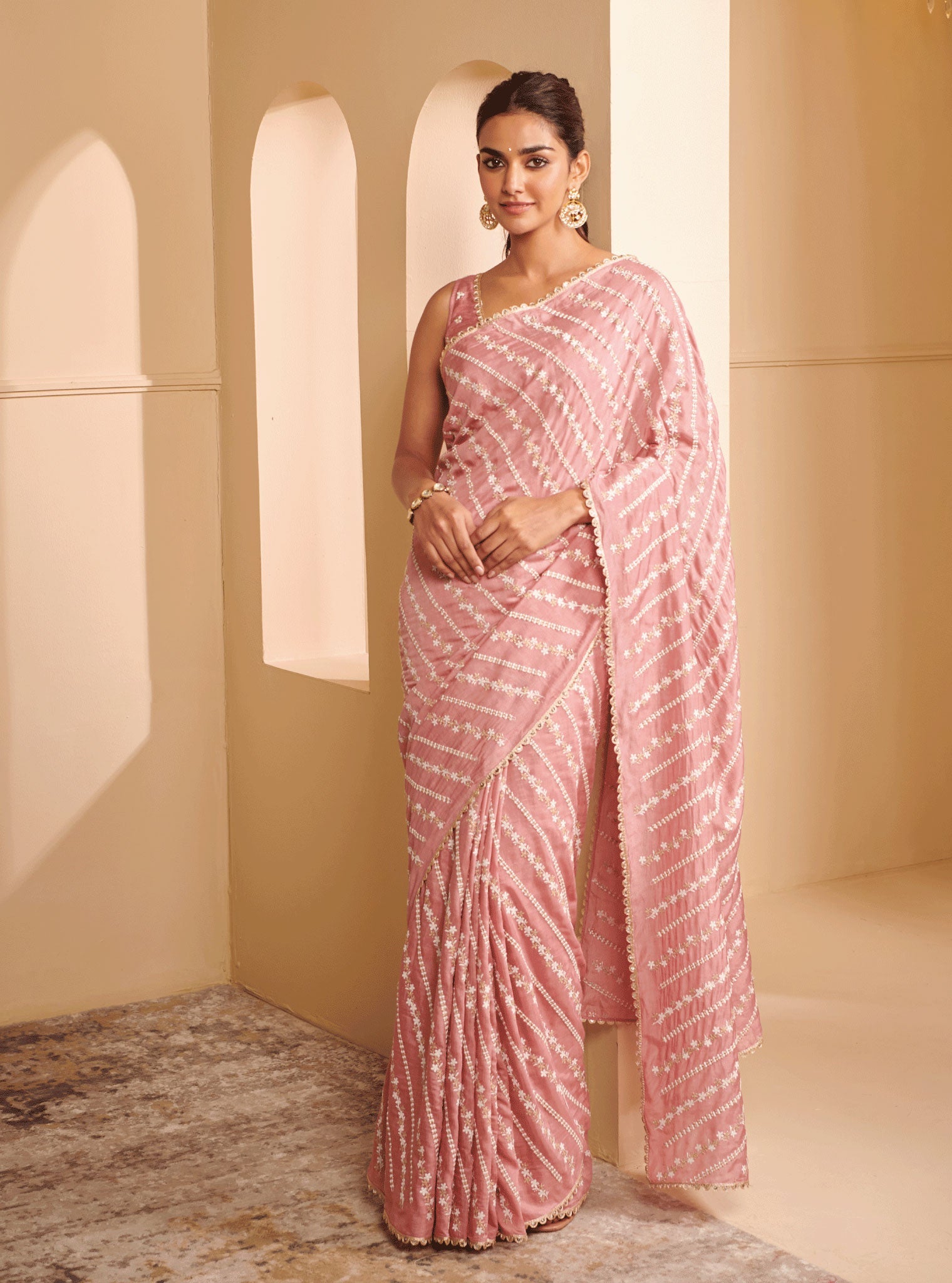 Mulmul Silk Niska Mauve Pink Saree