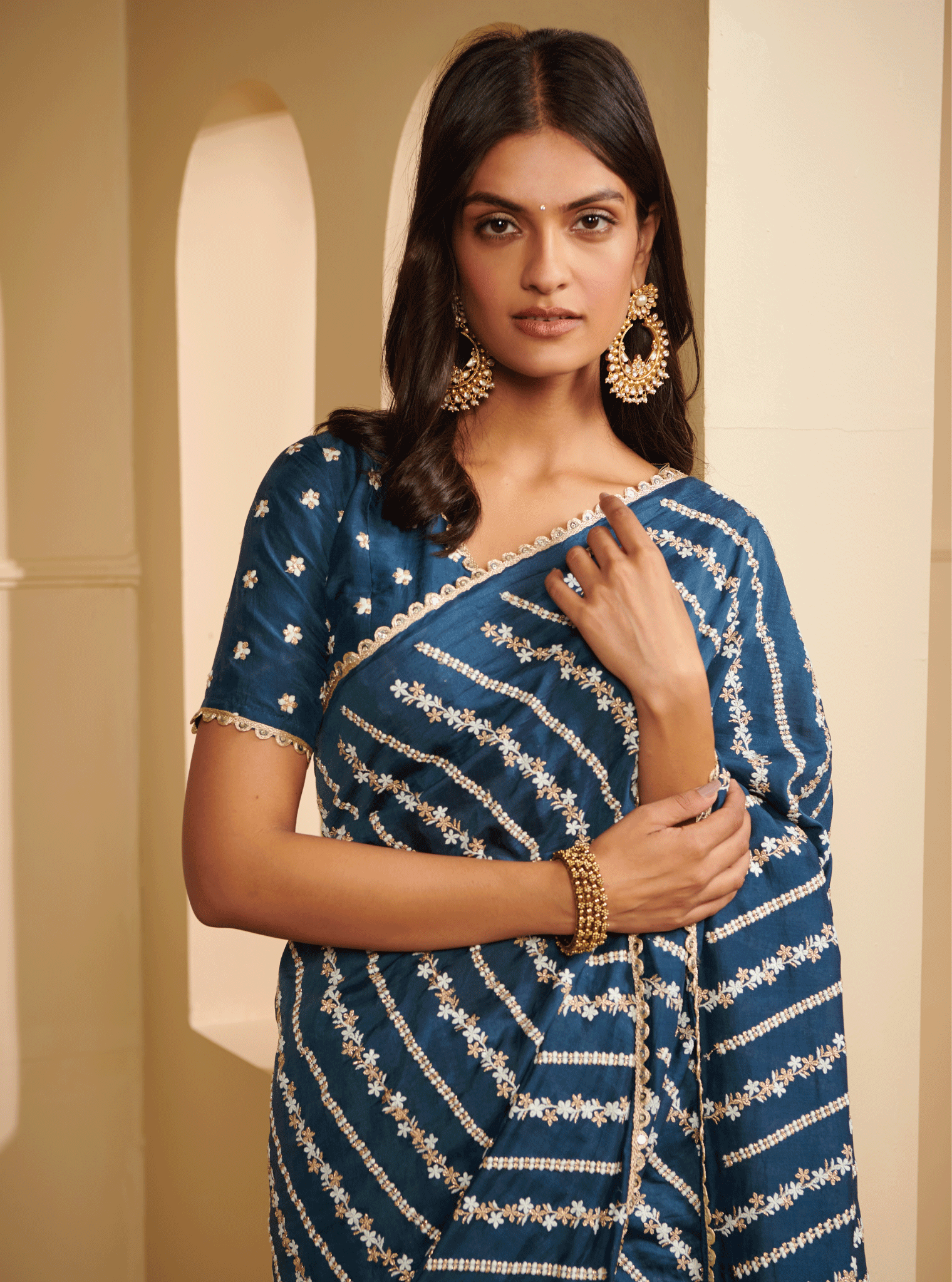 Mulmul Silk Niska Navy Saree