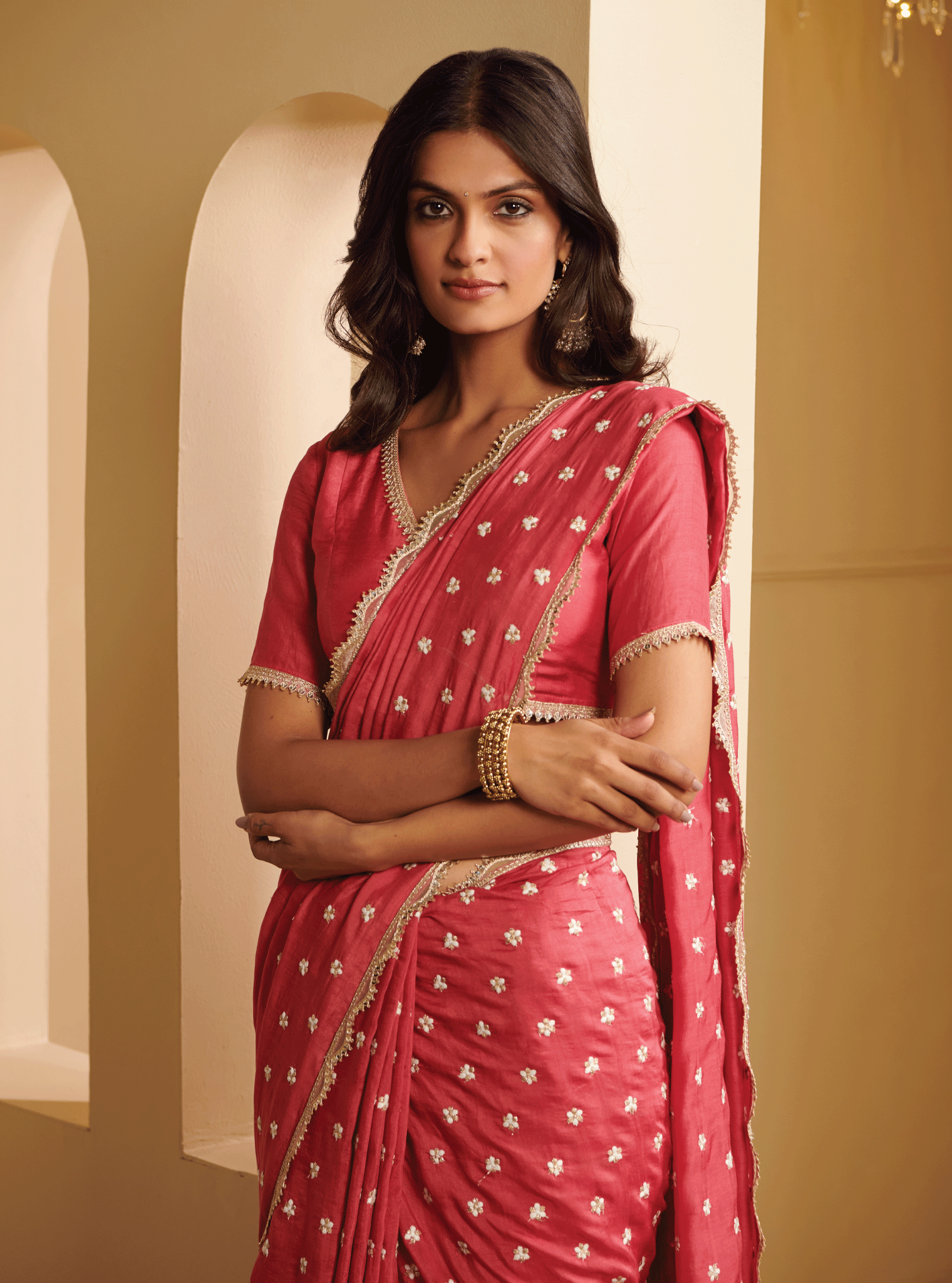 Mulmul Silk Avana Fuchsia Saree