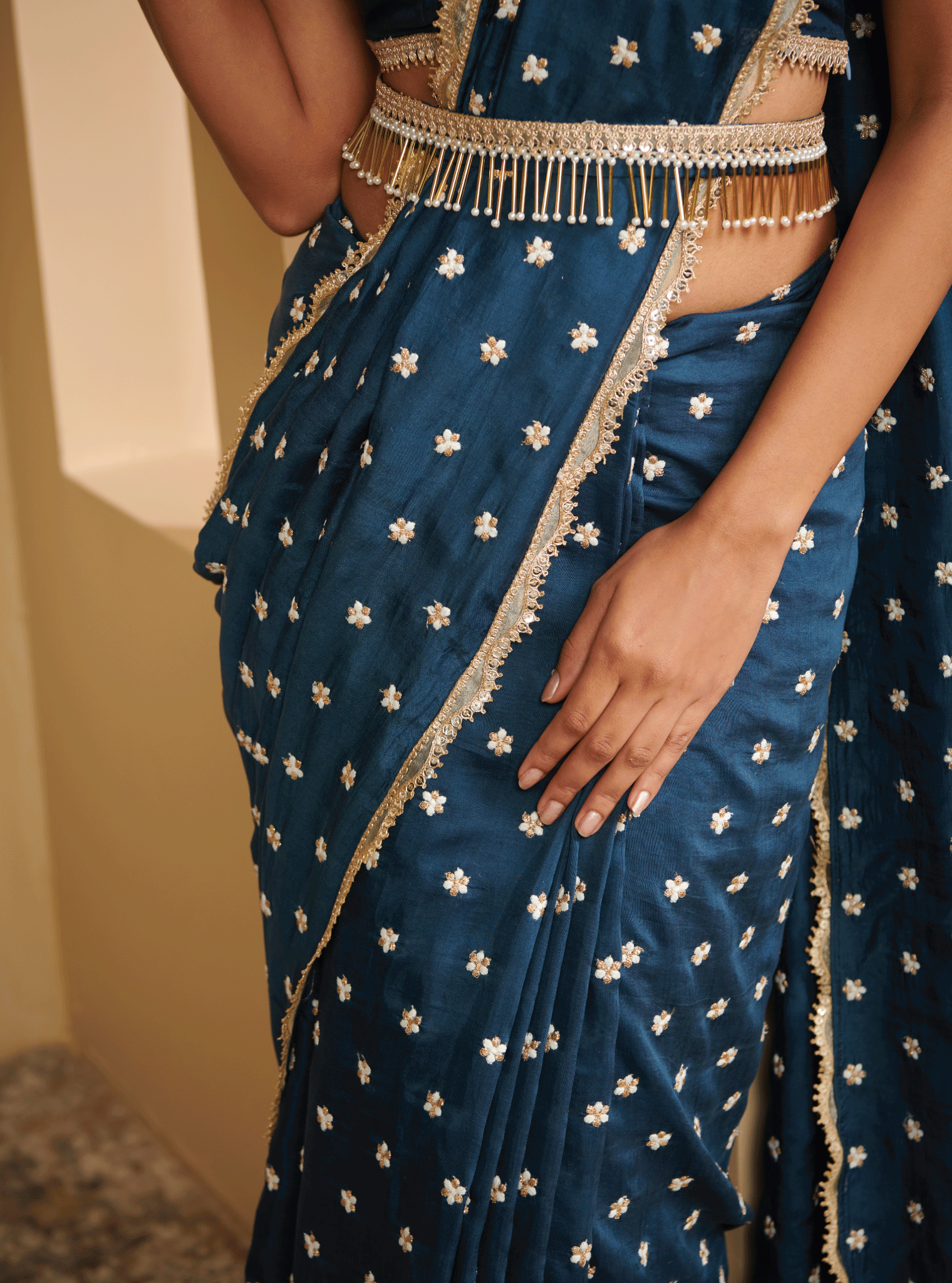 Mulmul Silk Avana Navy Saree