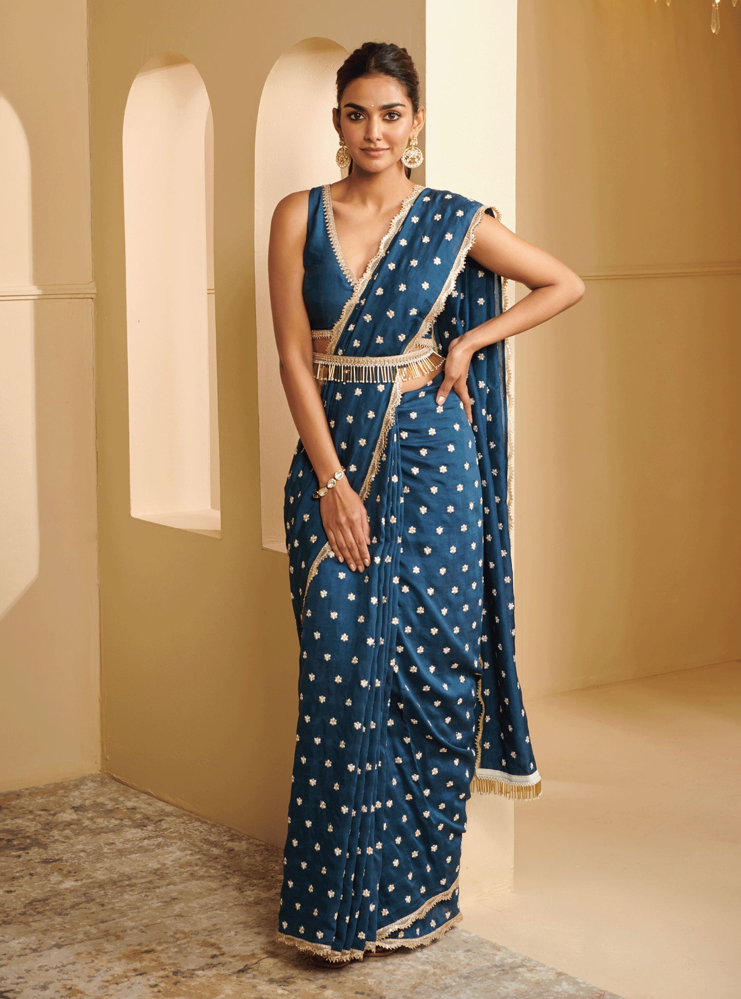 Mulmul Silk Avana Navy Saree