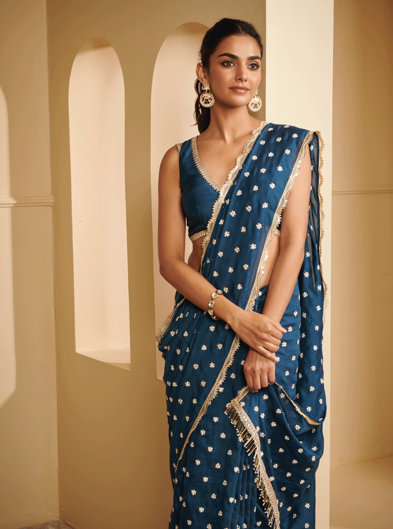 Mulmul Silk Avana Navy Saree