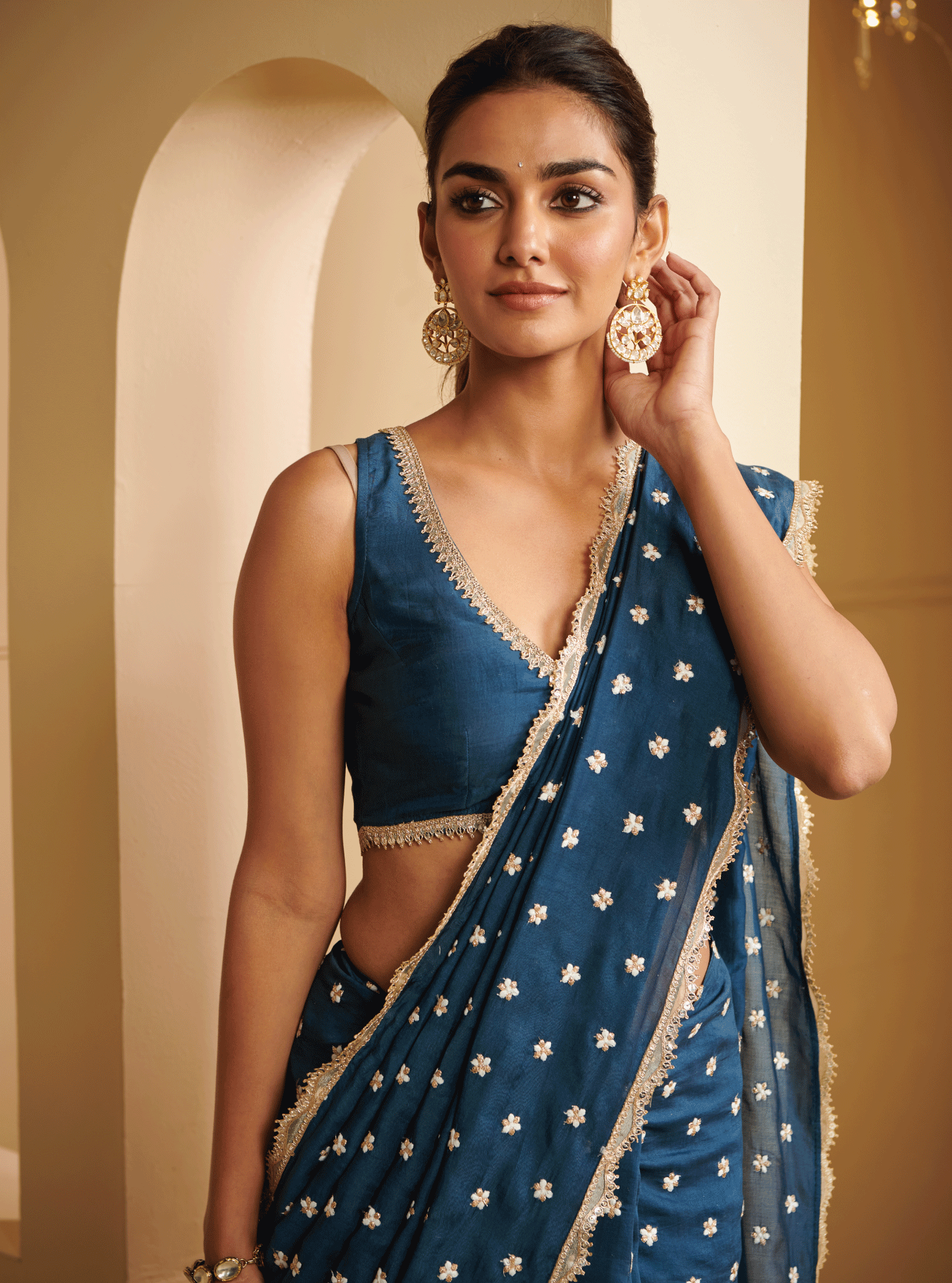 Mulmul Silk Avana Navy Saree