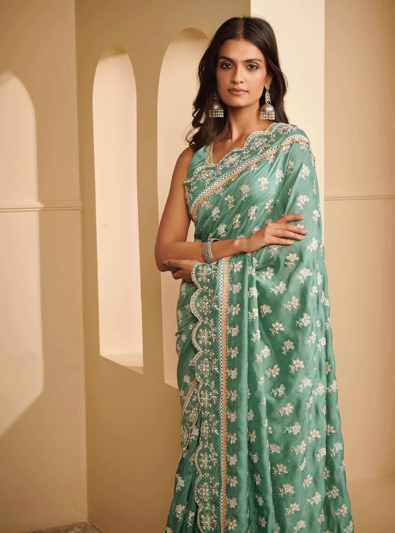 Mulmul Silk Nirvana Teal Saree
