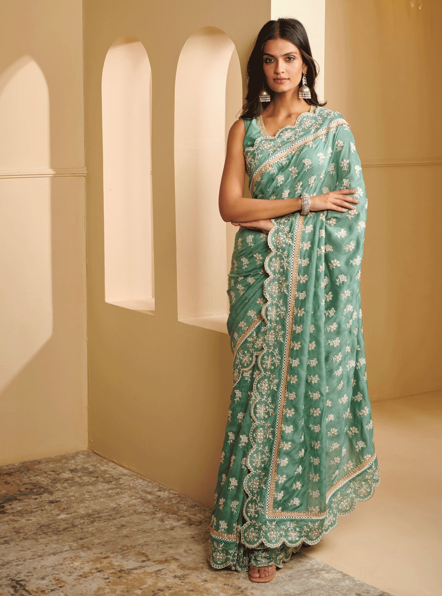 Mulmul Silk Nirvana Teal Saree