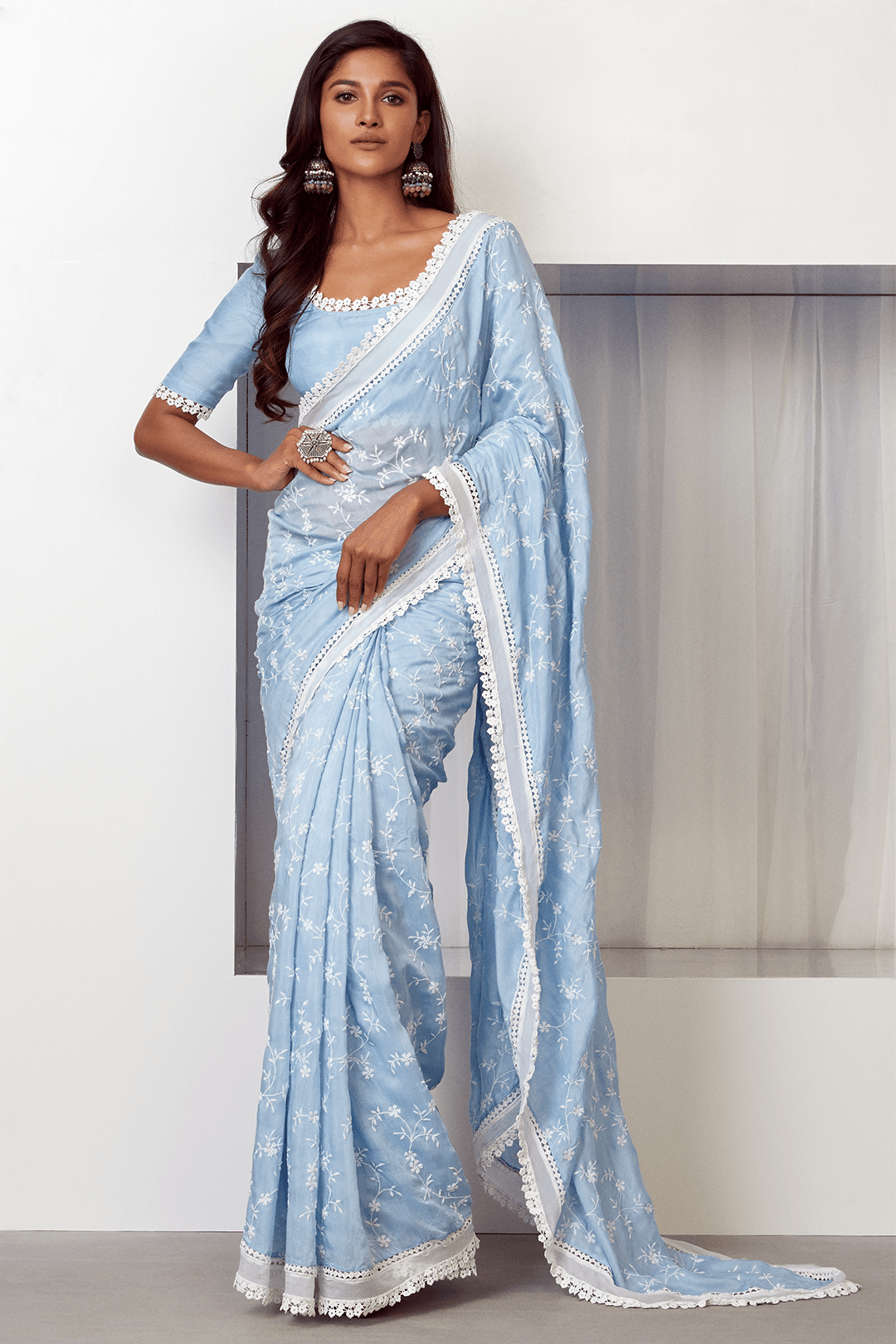 Mulmul Silk Romance Blue Saree