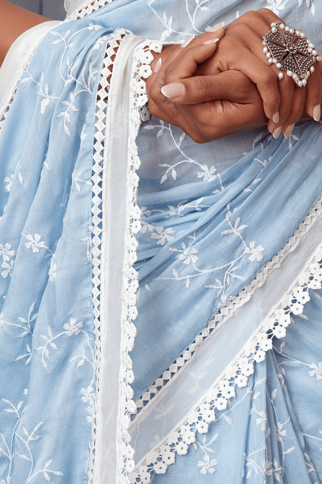 Mulmul Silk Romance Blue Saree