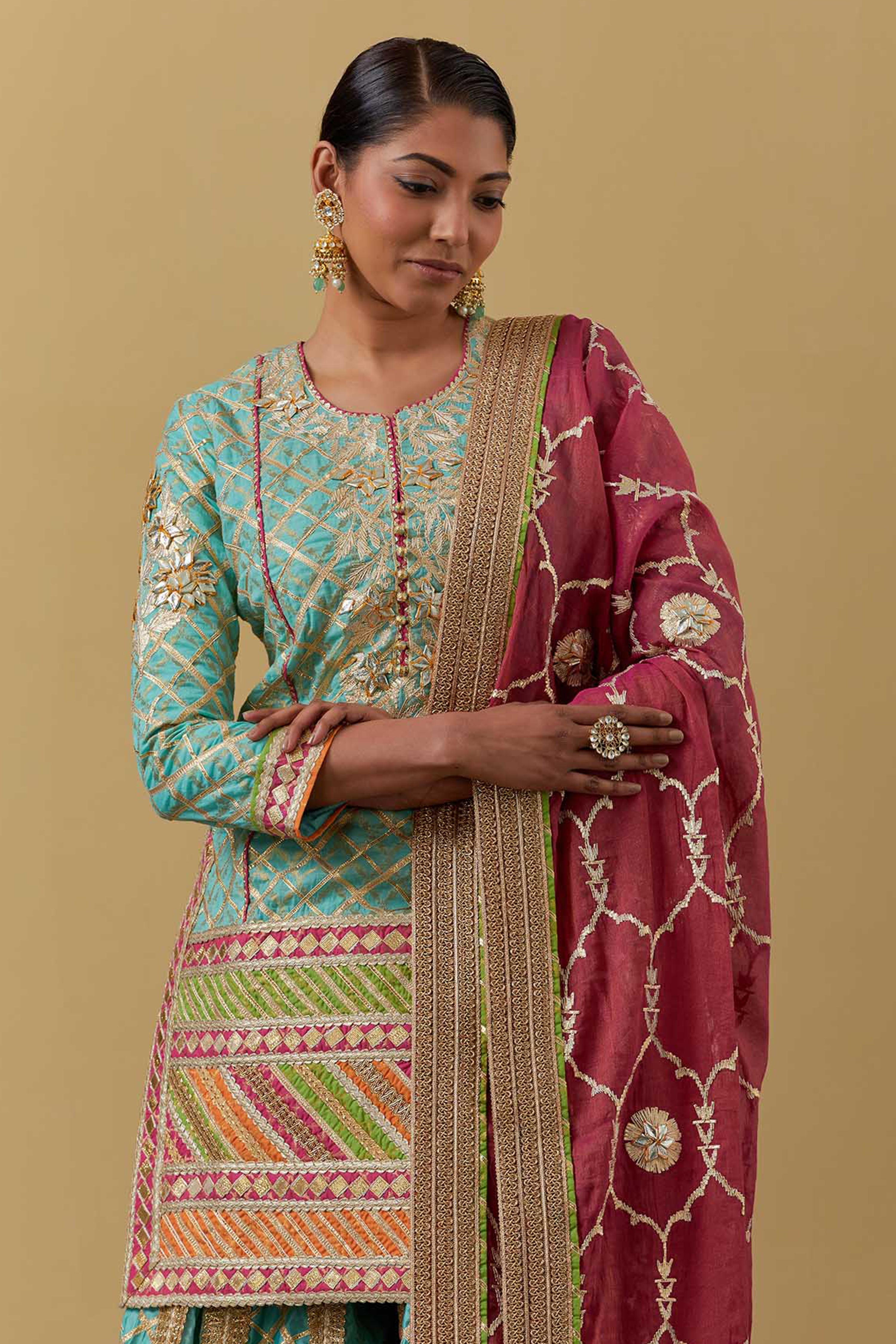 Leheriya Short Kurta & Sharara