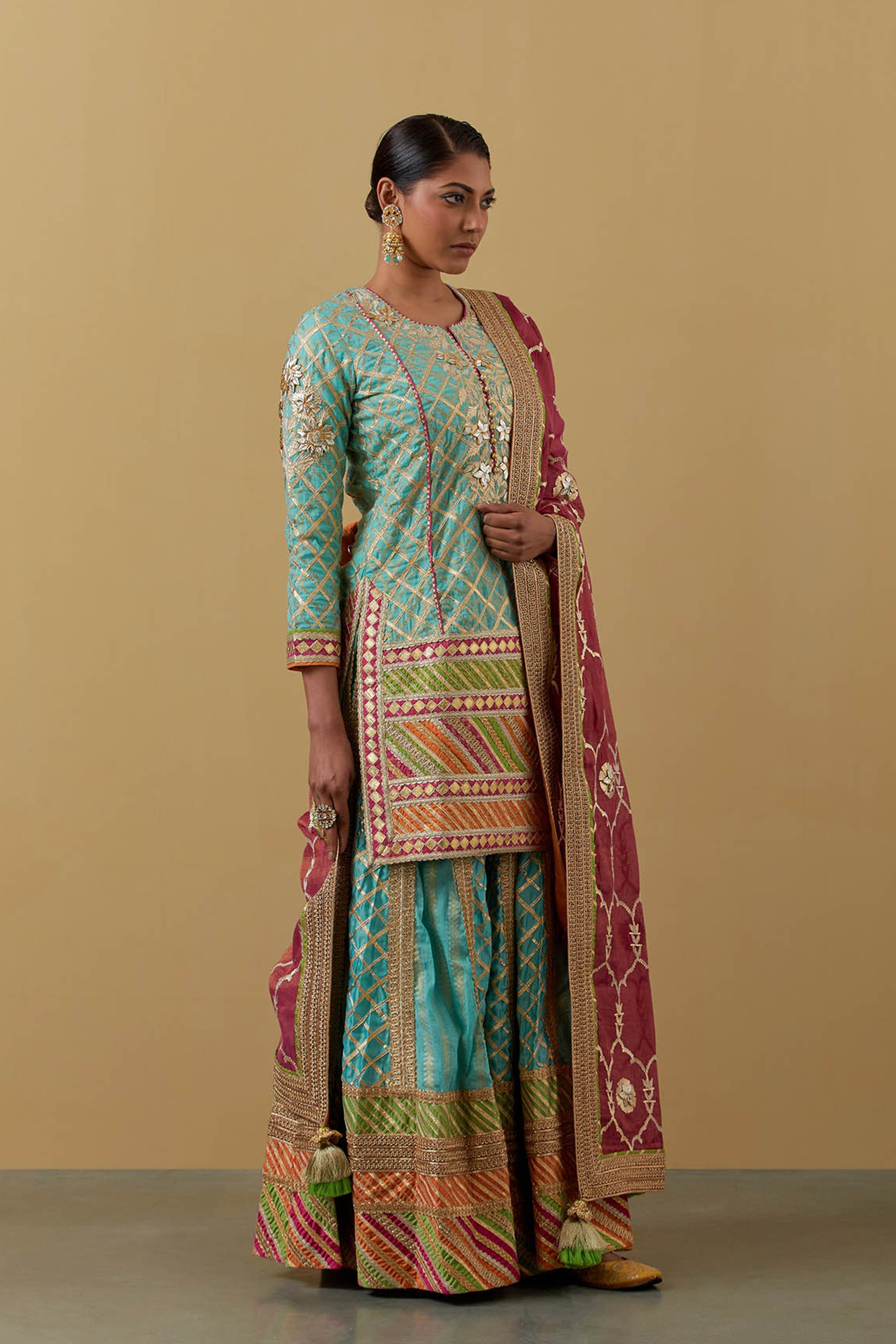 Leheriya Short Kurta & Sharara