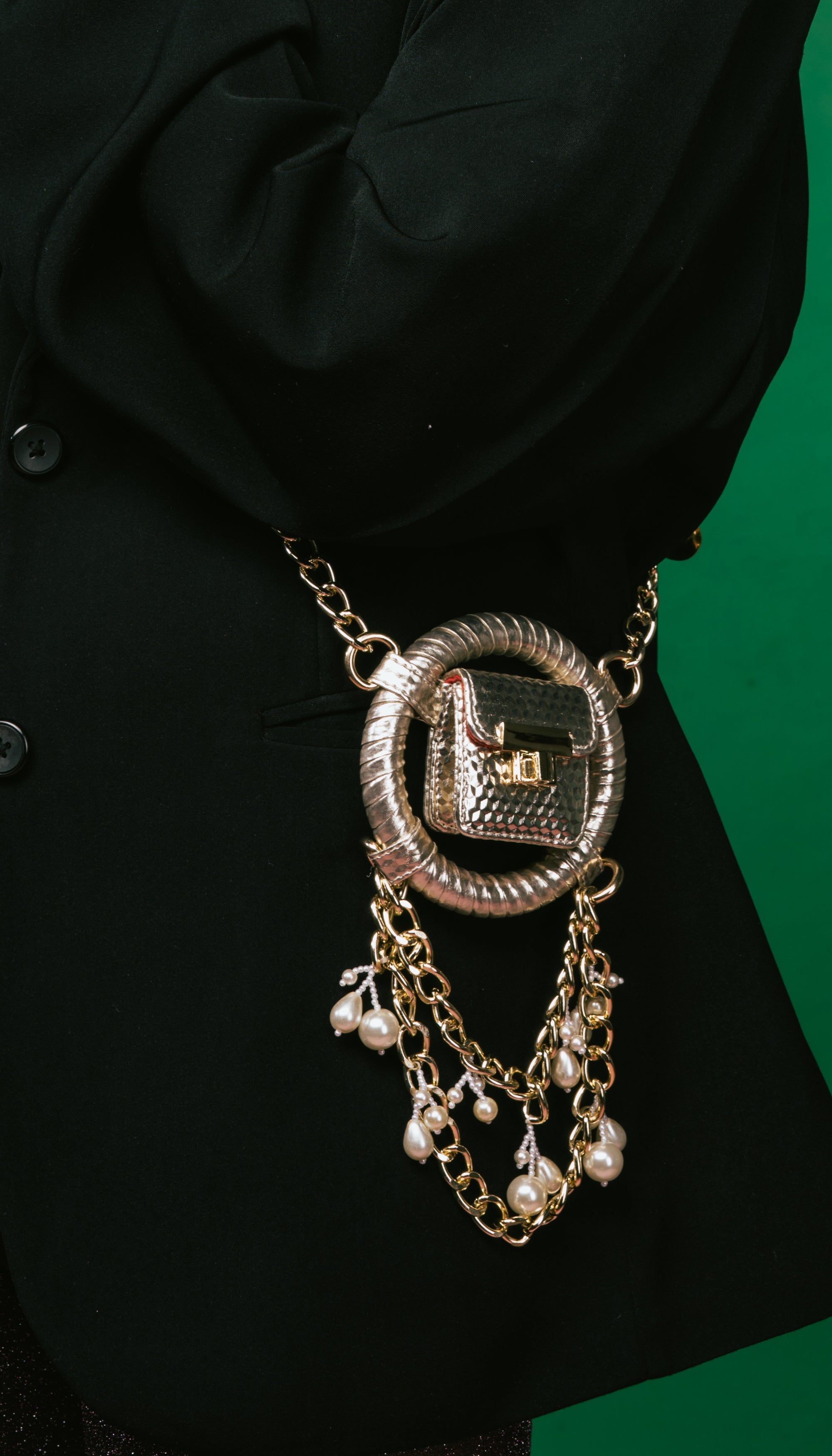 Gold Mini Spidey Chain-Link Crossbody