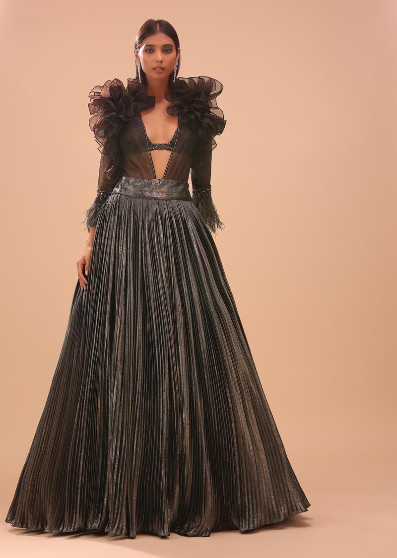 Dark Brown Lehenga With A Fancy Shrug - Noor 2022