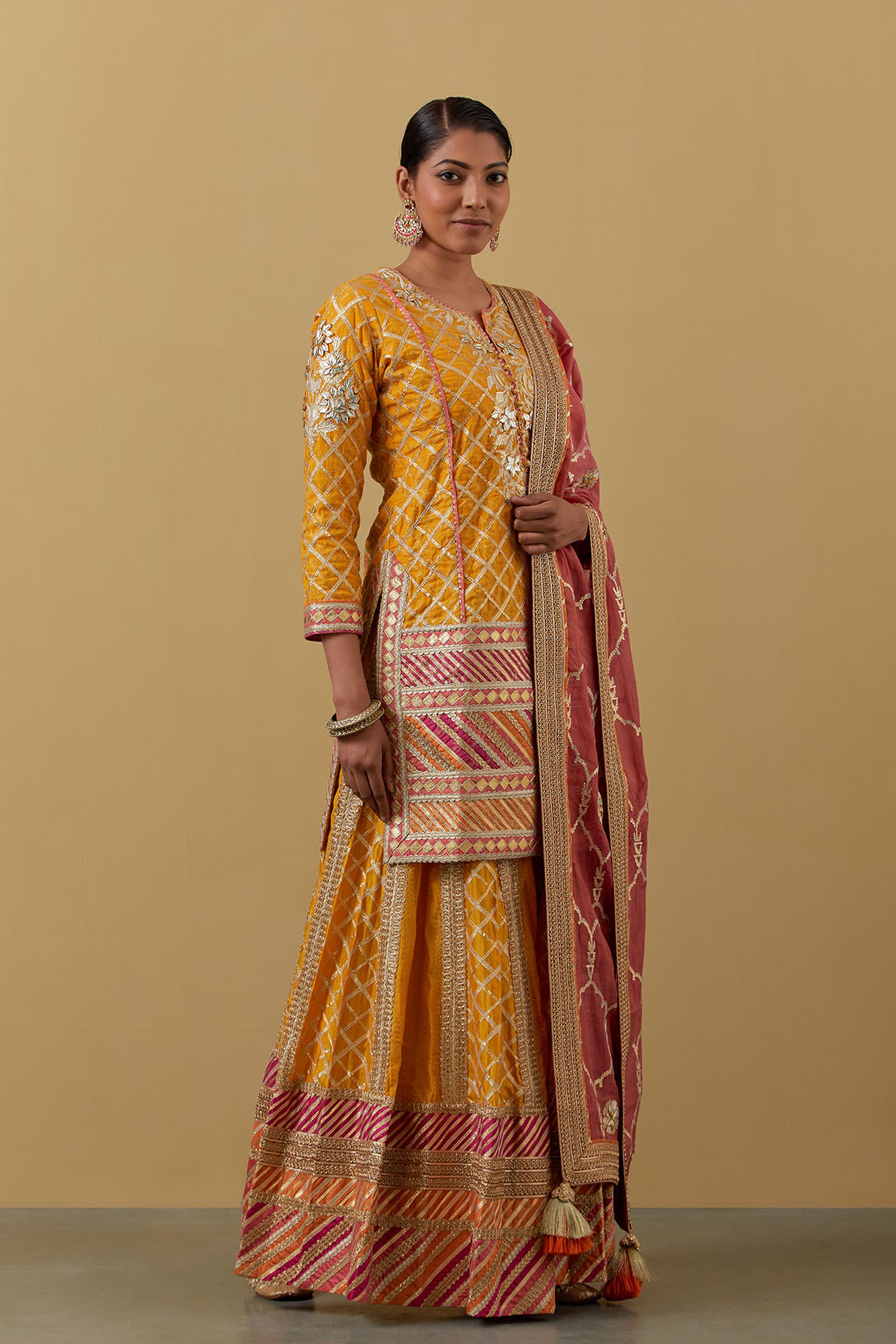 Leheriya Short Kurta & Sharara