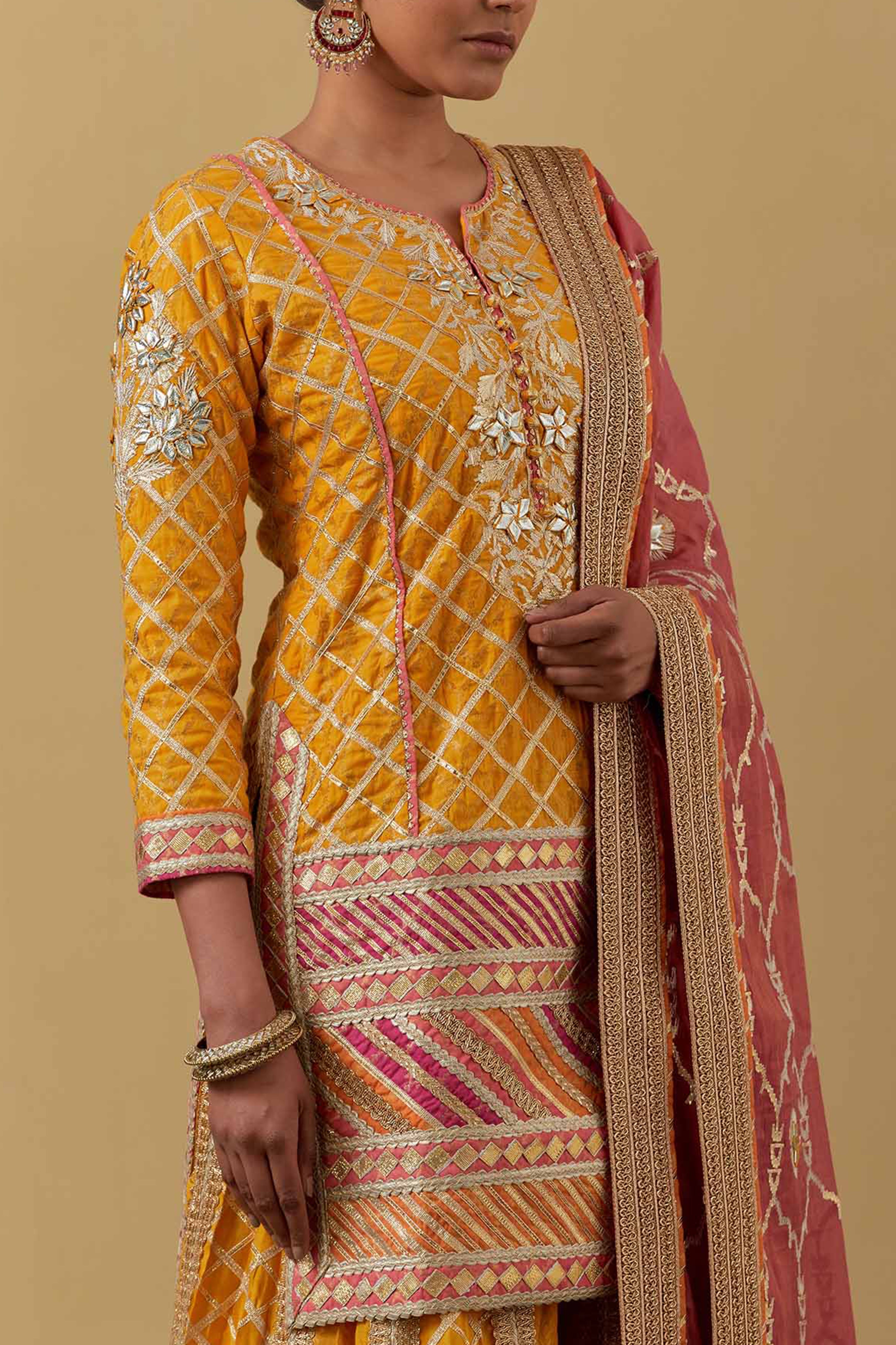 Leheriya Short Kurta & Sharara