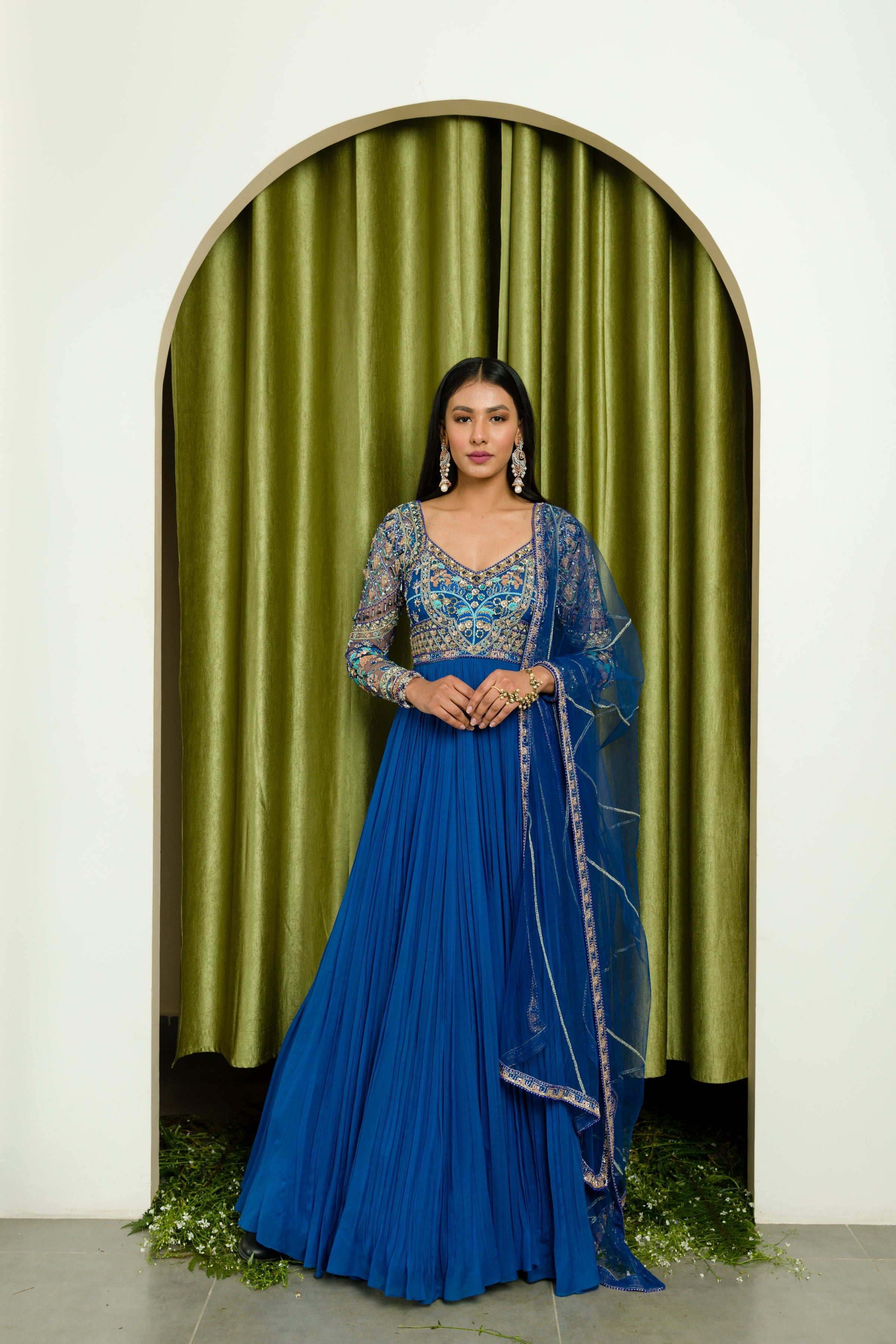 Ink Blue Anarkali Set