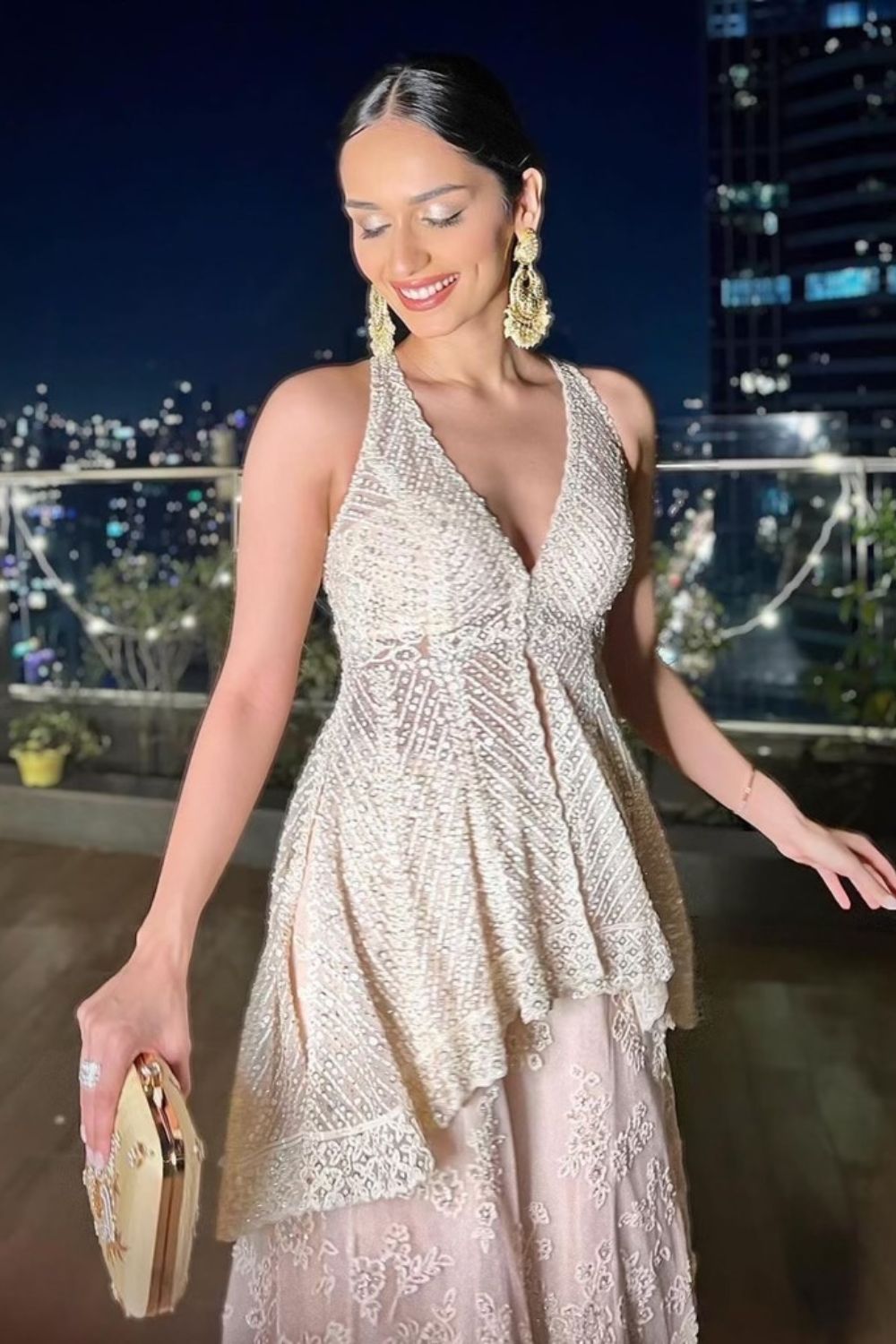 Manushi Chillar In Powder Pink High Low Sharara Set