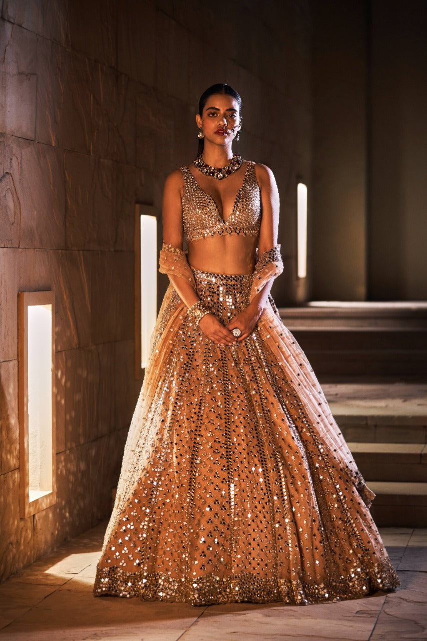 Caramel Mirror Lehenga Set