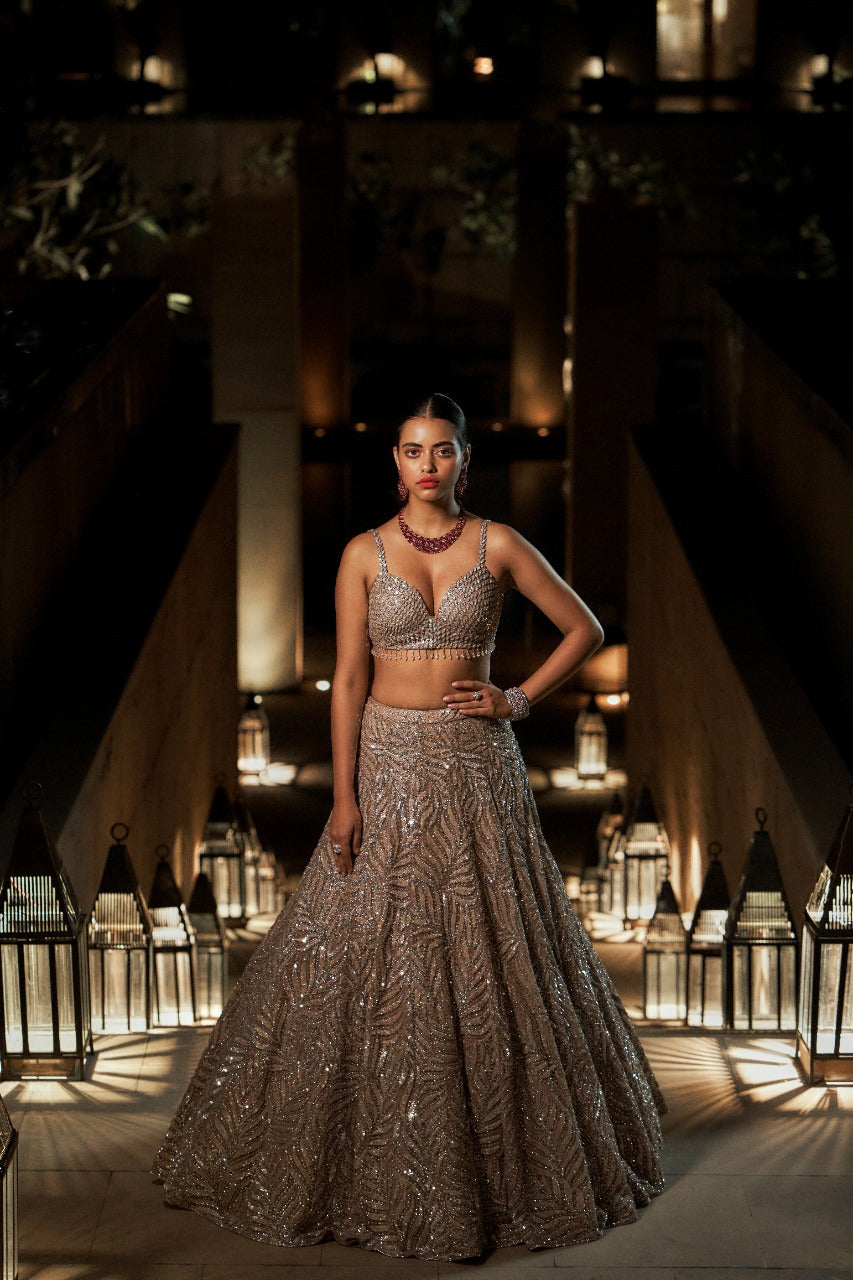 Coffee Leaf Lehenga Set