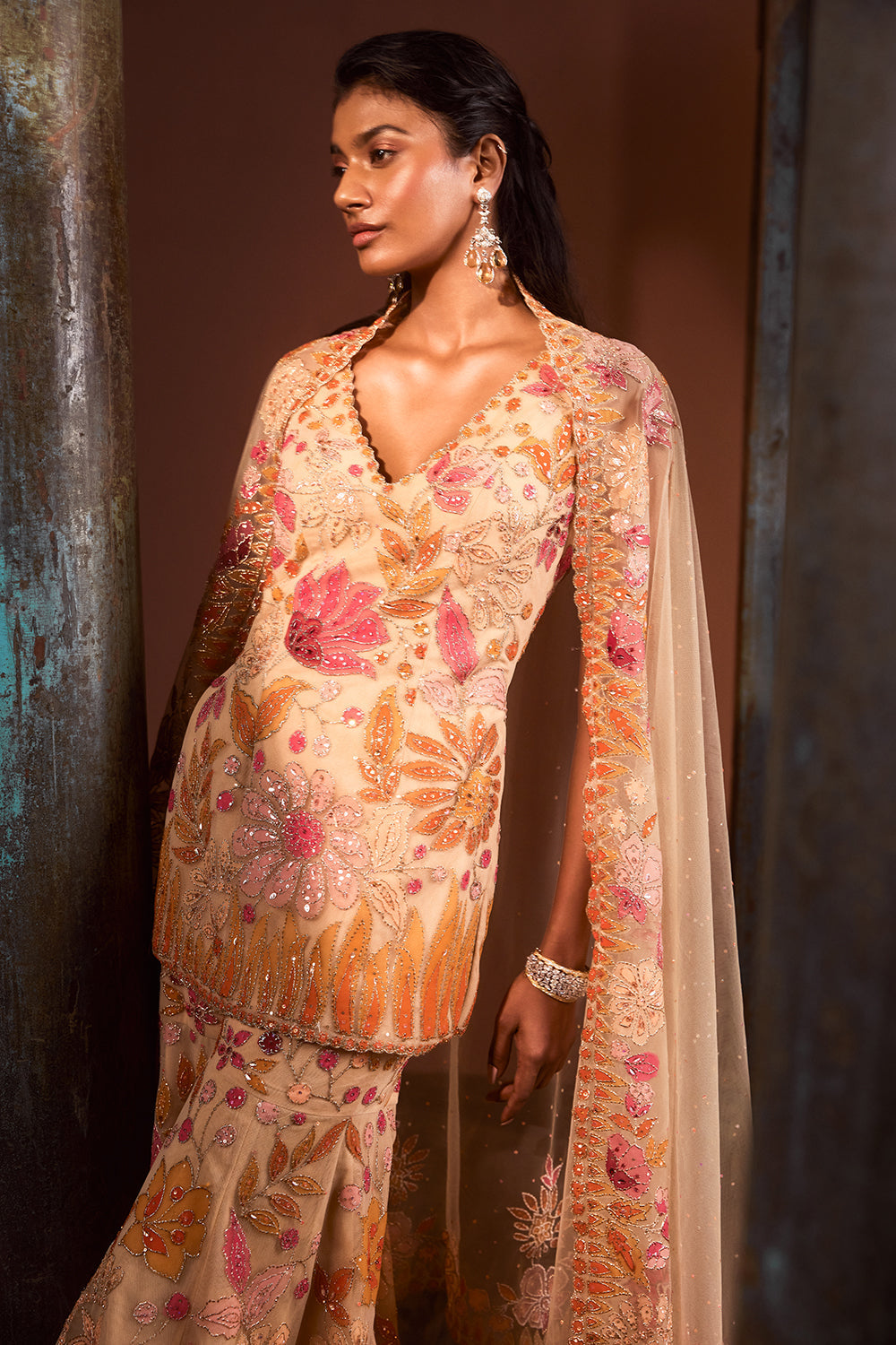 Floral Applique Garara Set