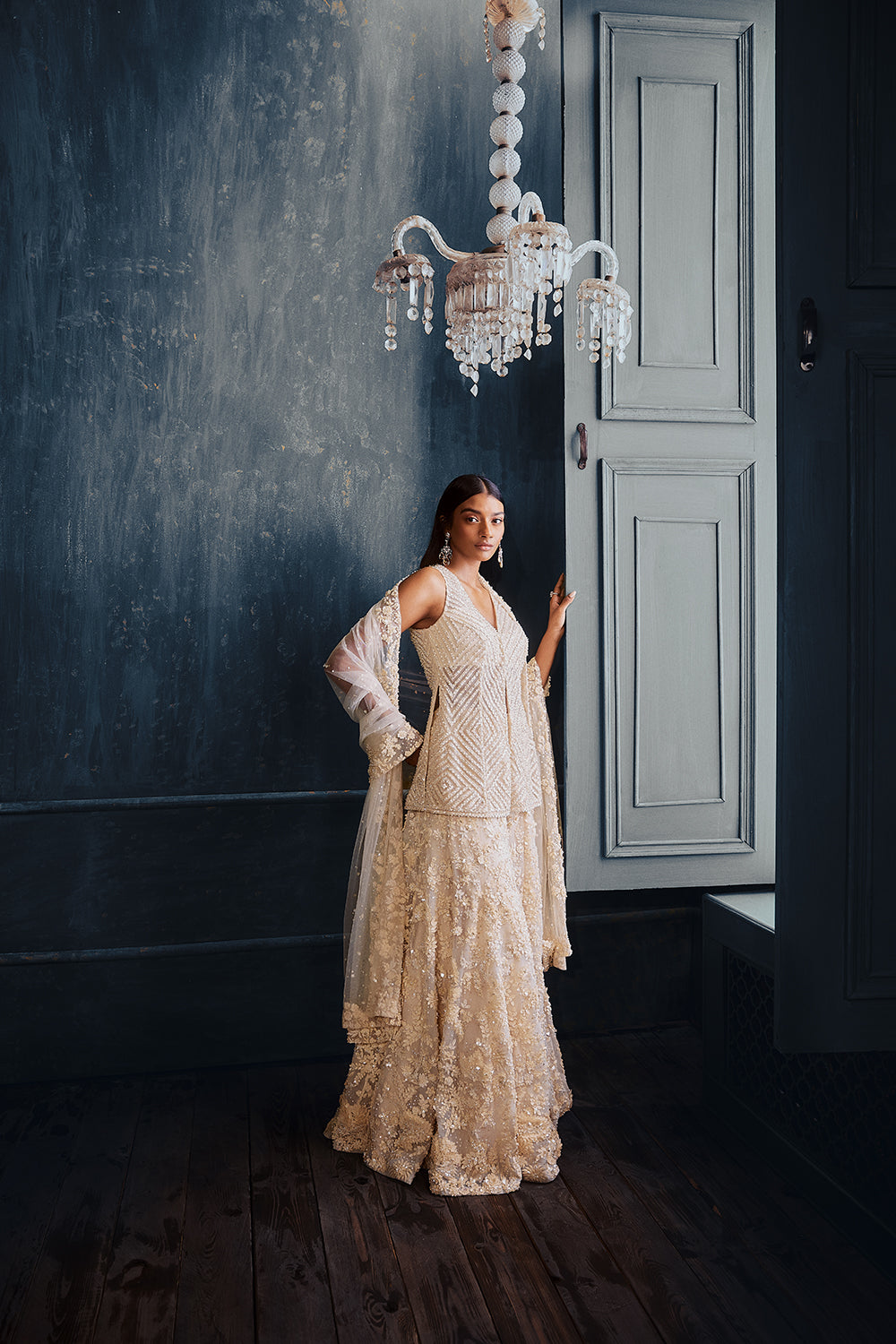 Ivory Floral Sharara Set
