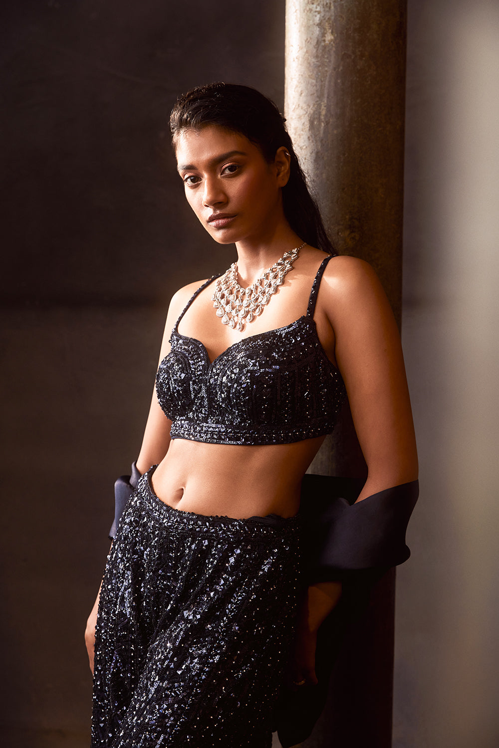 Navy Sharara Pant Set