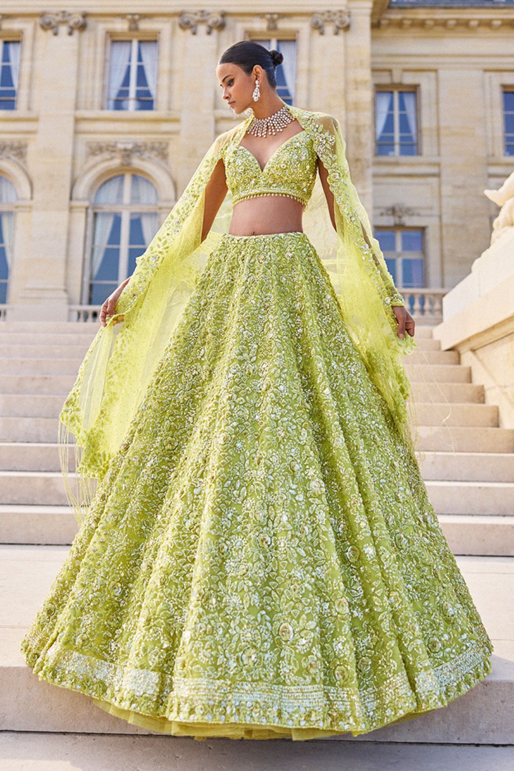 Sage Green Sequin Lehenga Set