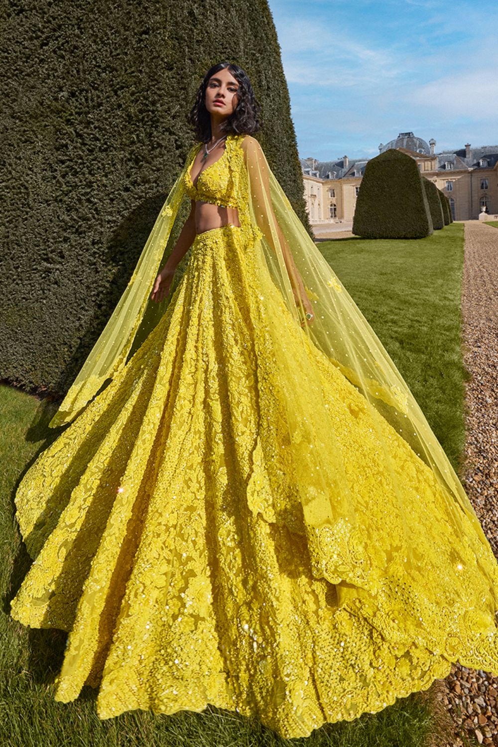 Yellow Sequin Lehenga Set