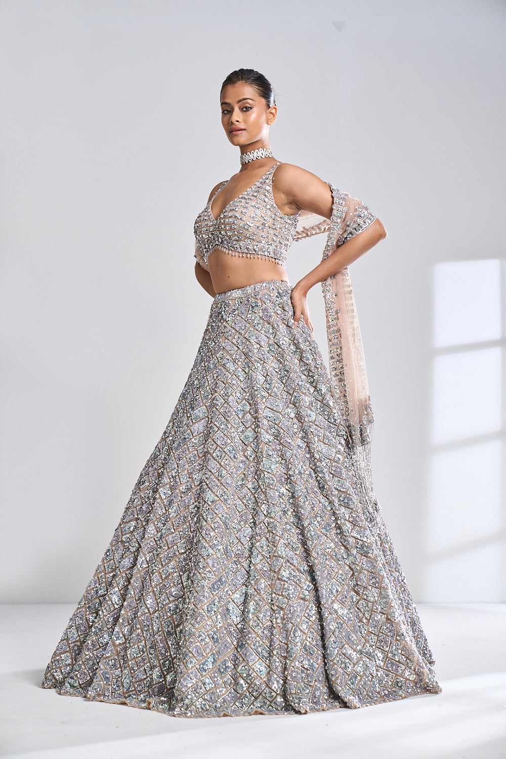 Caramel Sequin Lehenga Set