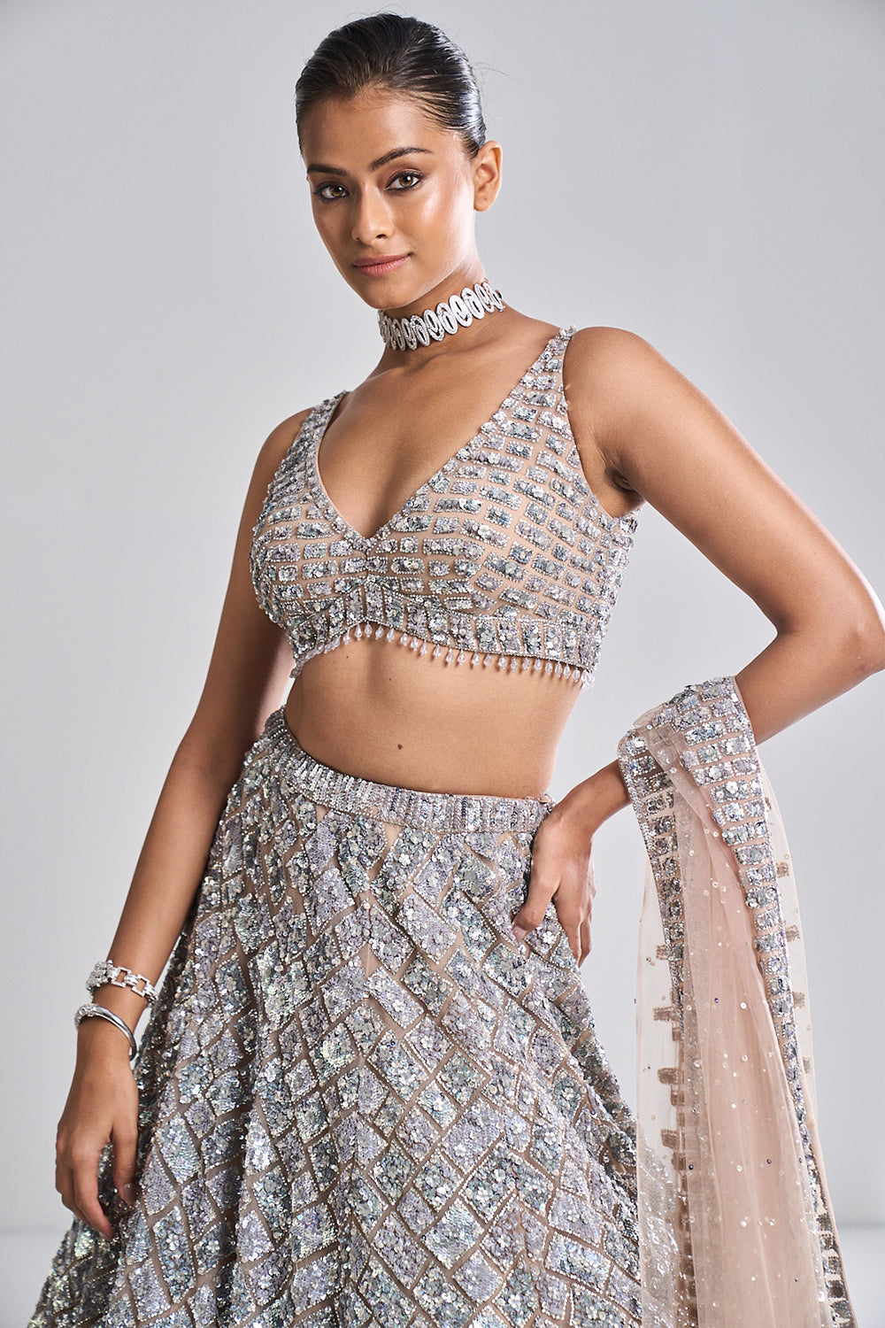 Caramel Sequin Lehenga Set