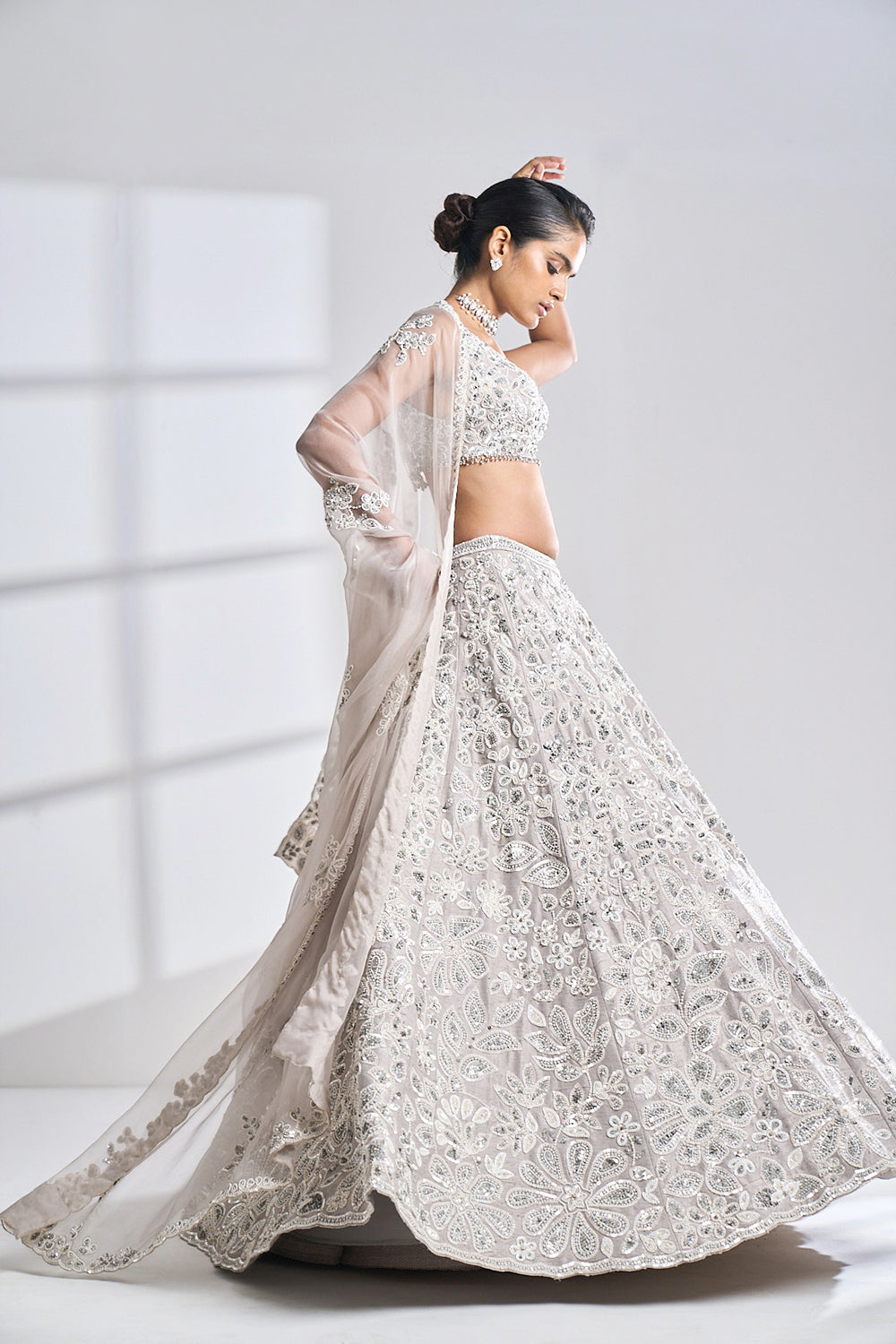 Grey Pearl Lehenga Set
