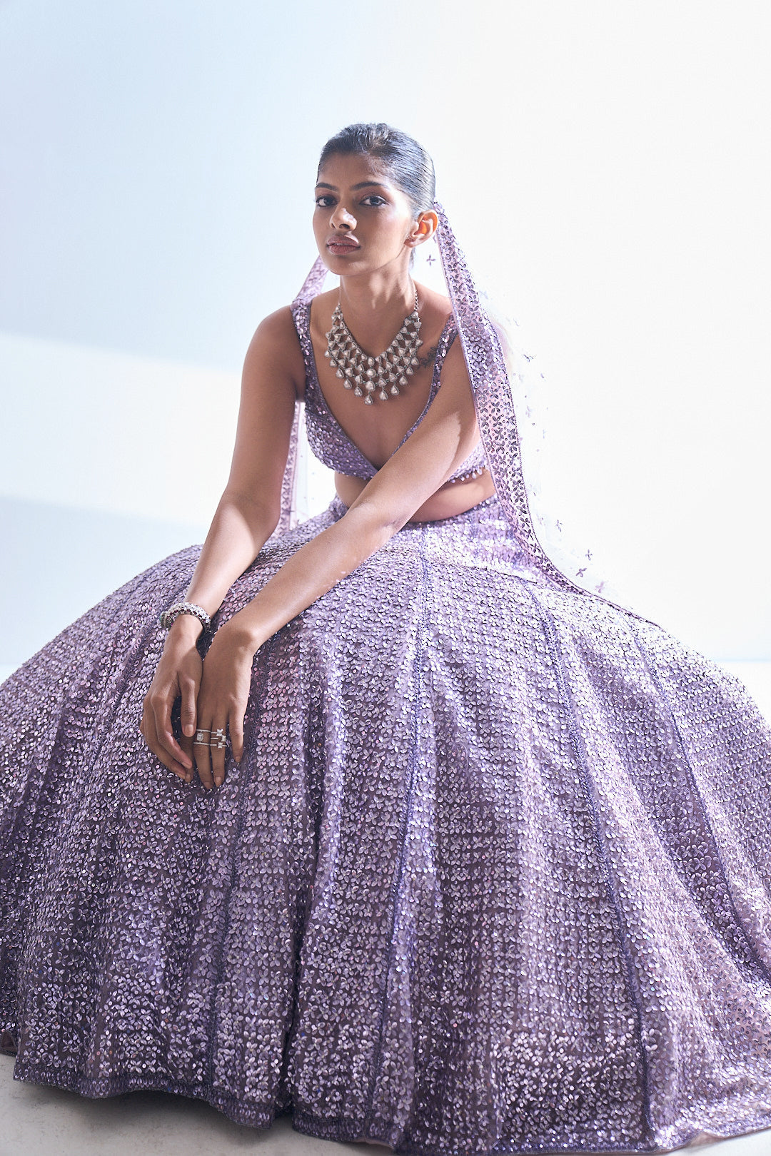 Mauve Sequin Lehenga Set