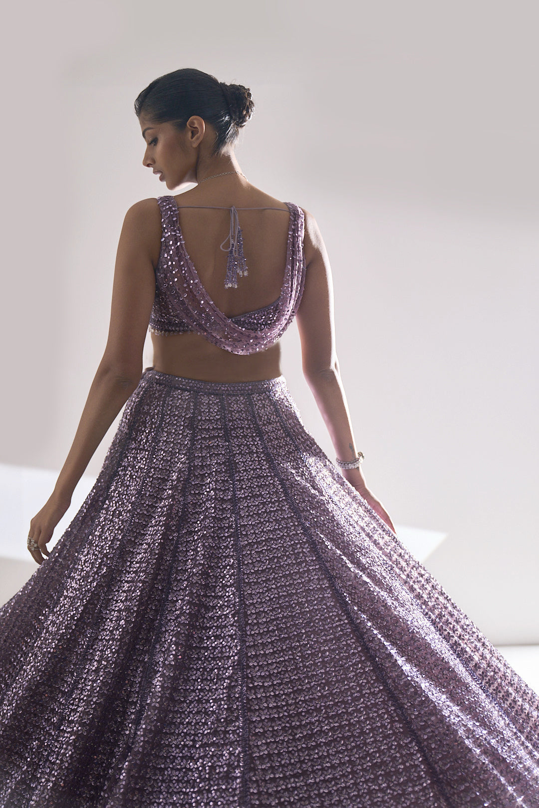 Mauve Sequin Lehenga Set