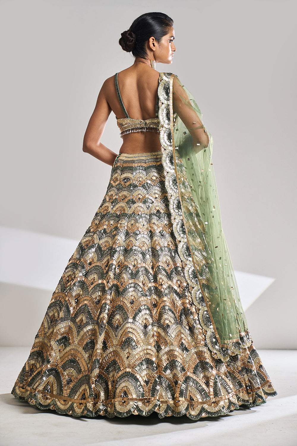 Multi-Coloured Metallic Lehenga Set