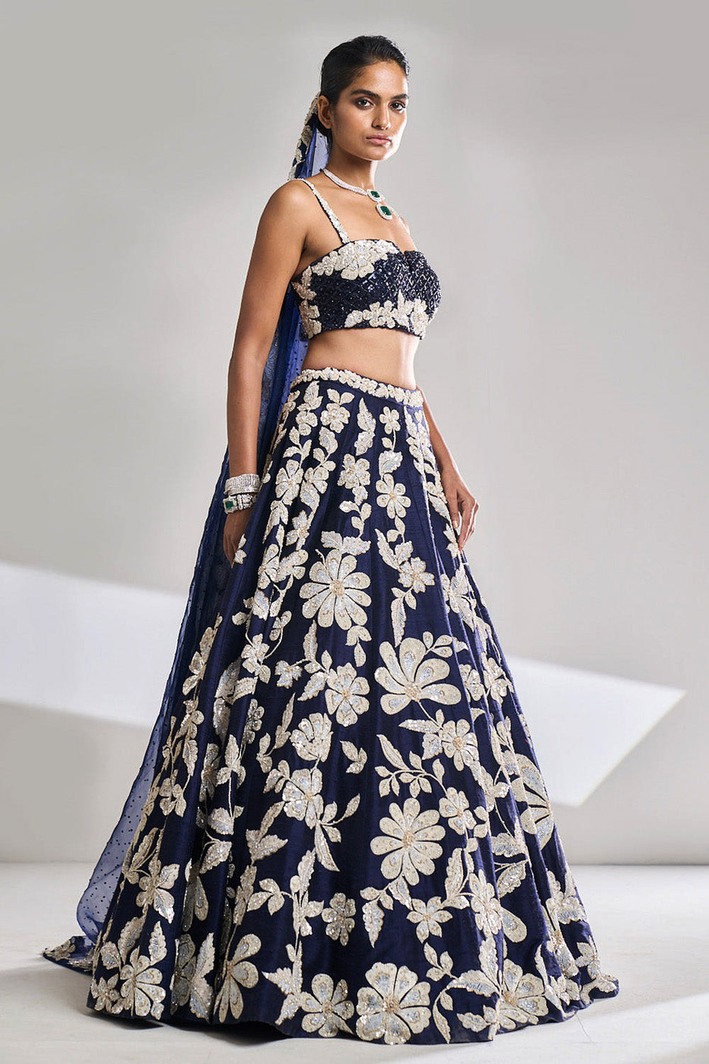 Navy Pearl Lehenga Set