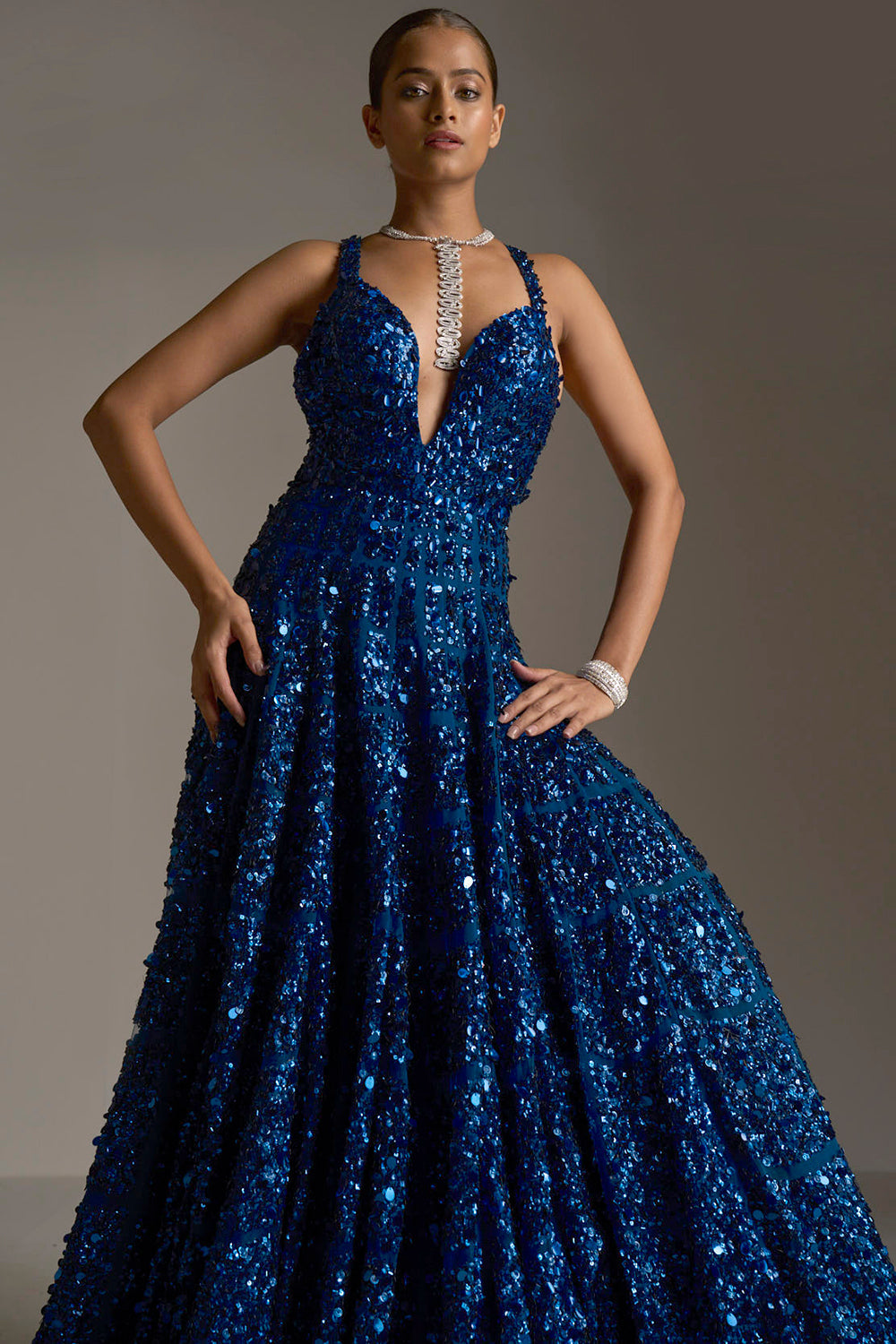 Persian Blue Sequin Gown