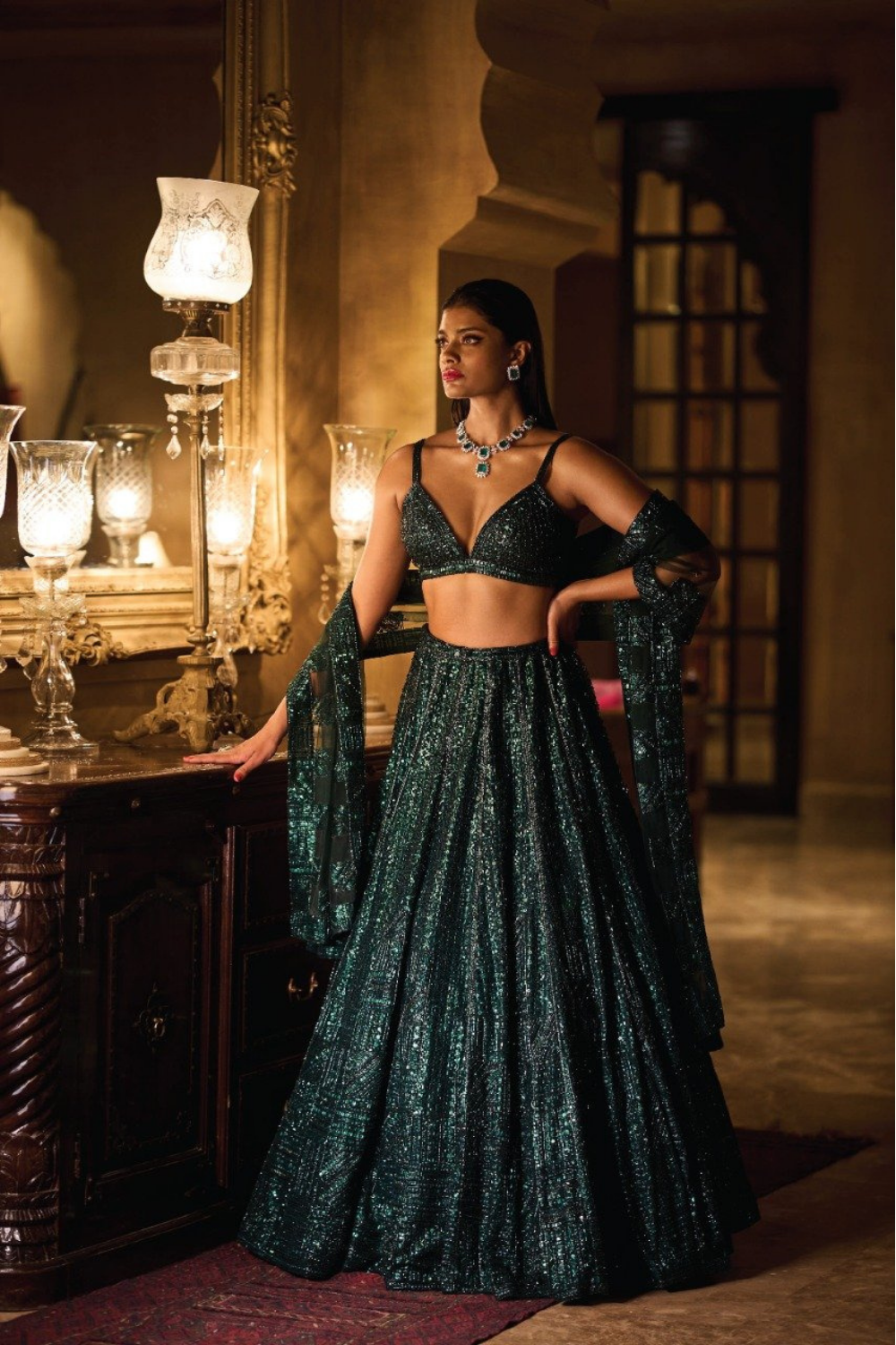 Emerald Green Lehenga Set