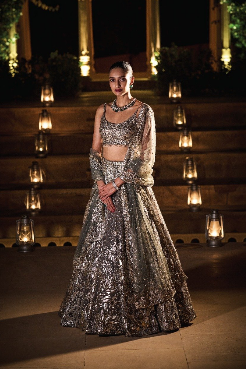 Metallic Grey Lehenga Set