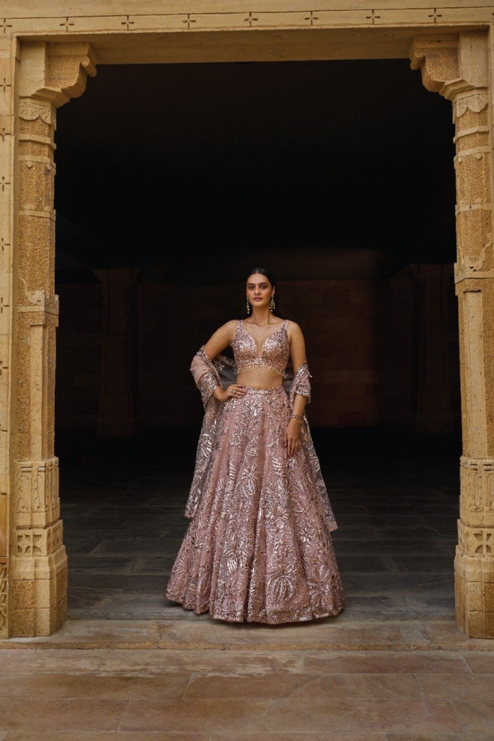Metallic Rose Gold Lehenga Set