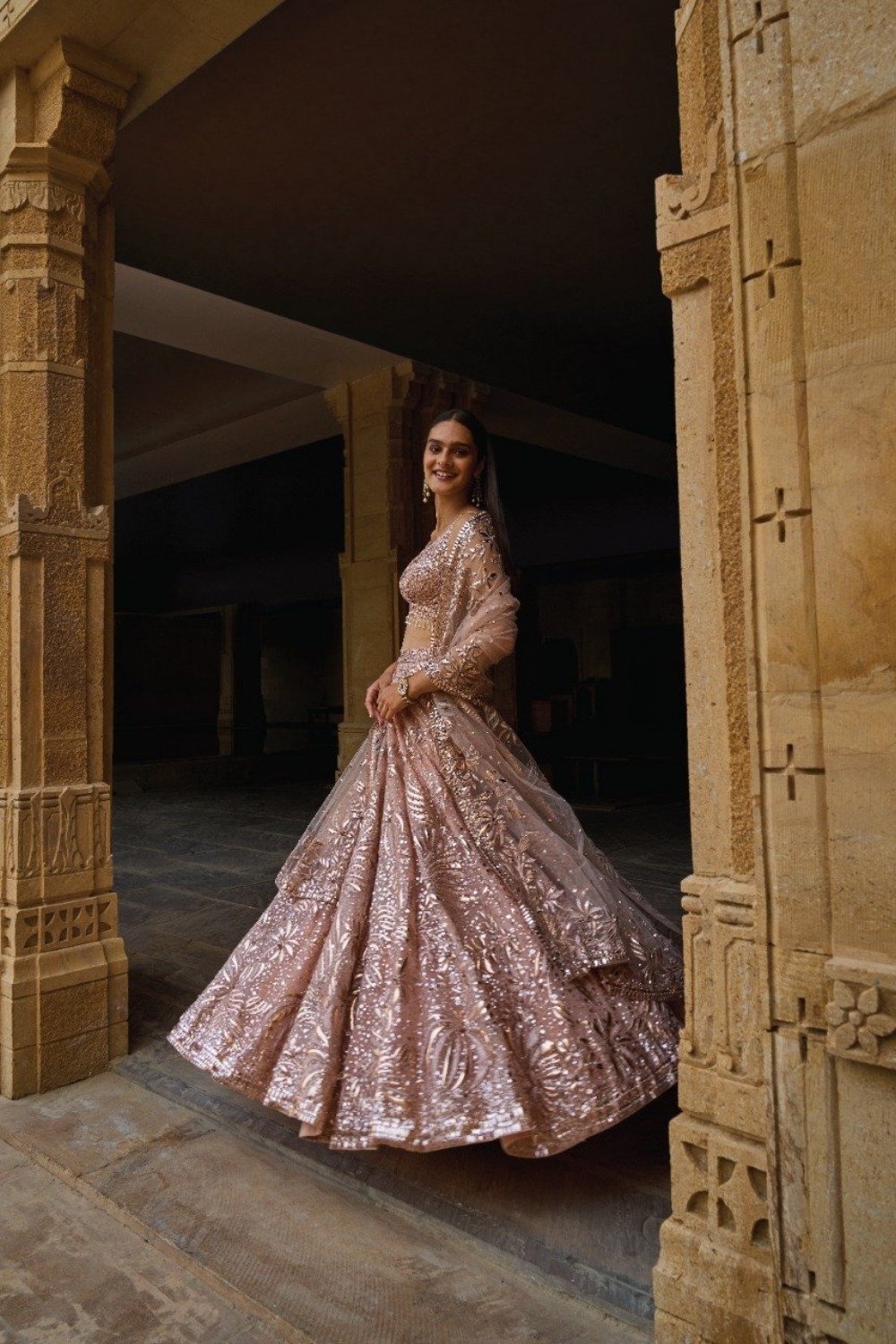 Metallic Rose Gold Lehenga Set