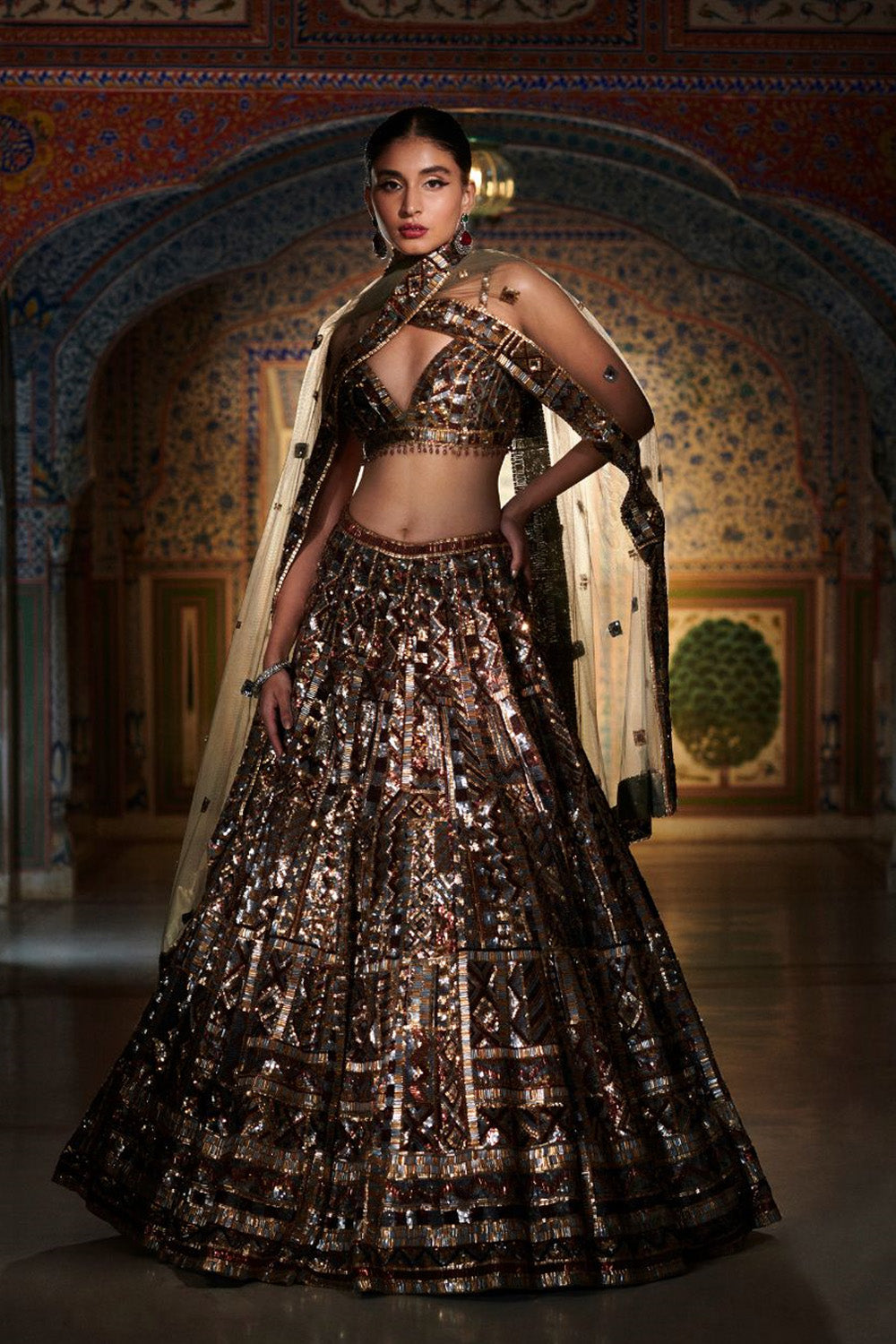 Metallic Sequin Lehenga Set