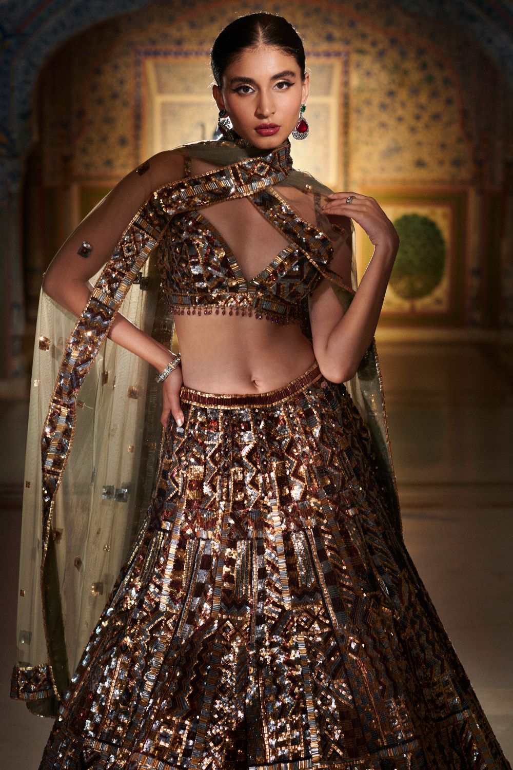Metallic Sequin Lehenga Set