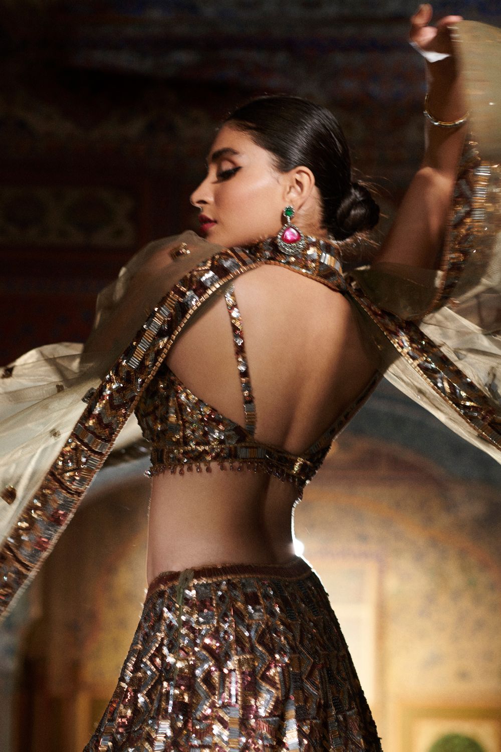 Metallic Sequin Lehenga Set