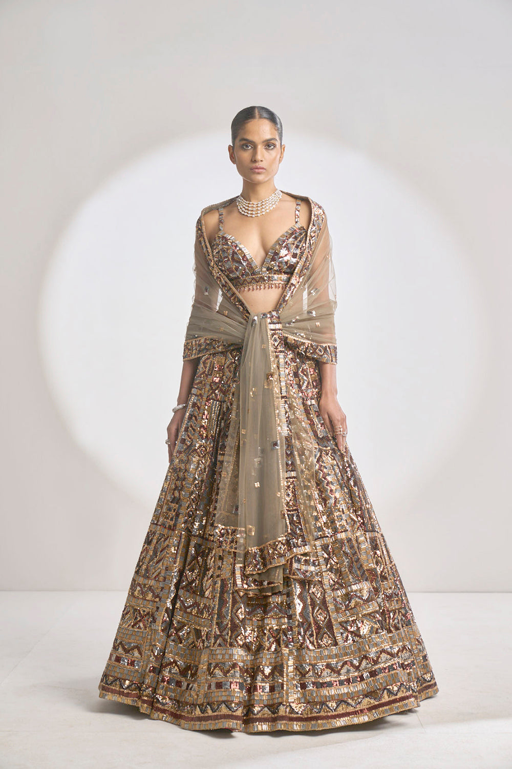 Metallic Sequin Lehenga Set