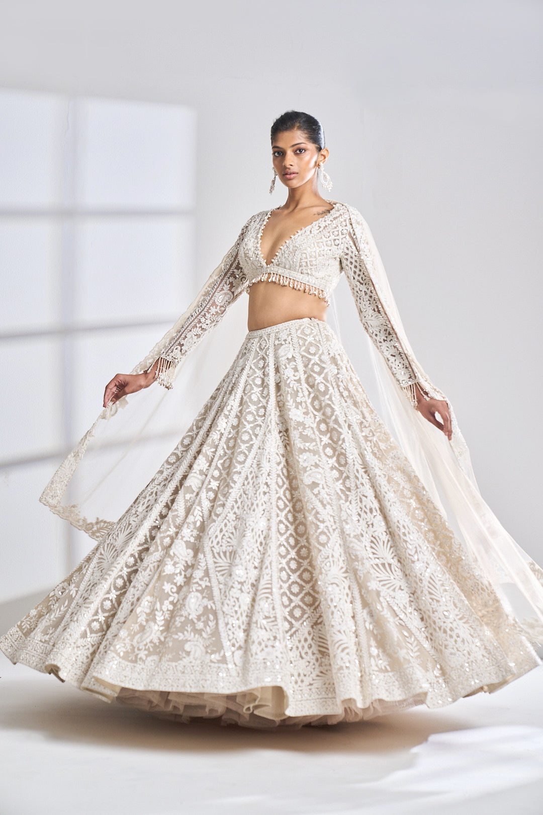 Nude cream abstract lehenga